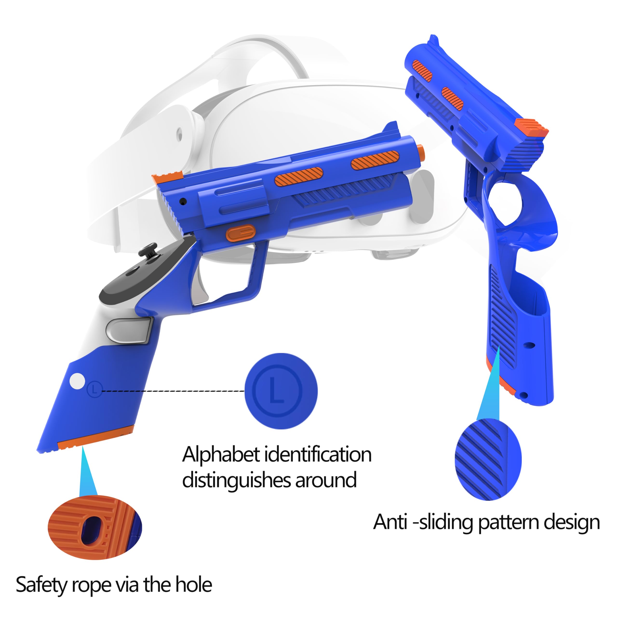 Blue Controller Grip Cover Holder for Meta Quest 3 Gamepad - Shooting Bracket Accessory for VR Gaming, Fitness Training & Immersive Experiences
