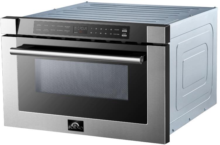 Forno 24 Inch Stainless Steel Microwave Drawer - FMWDR3000 | Built-in Under Counter Microwave Oven for Modern Kitchens & Small Spaces