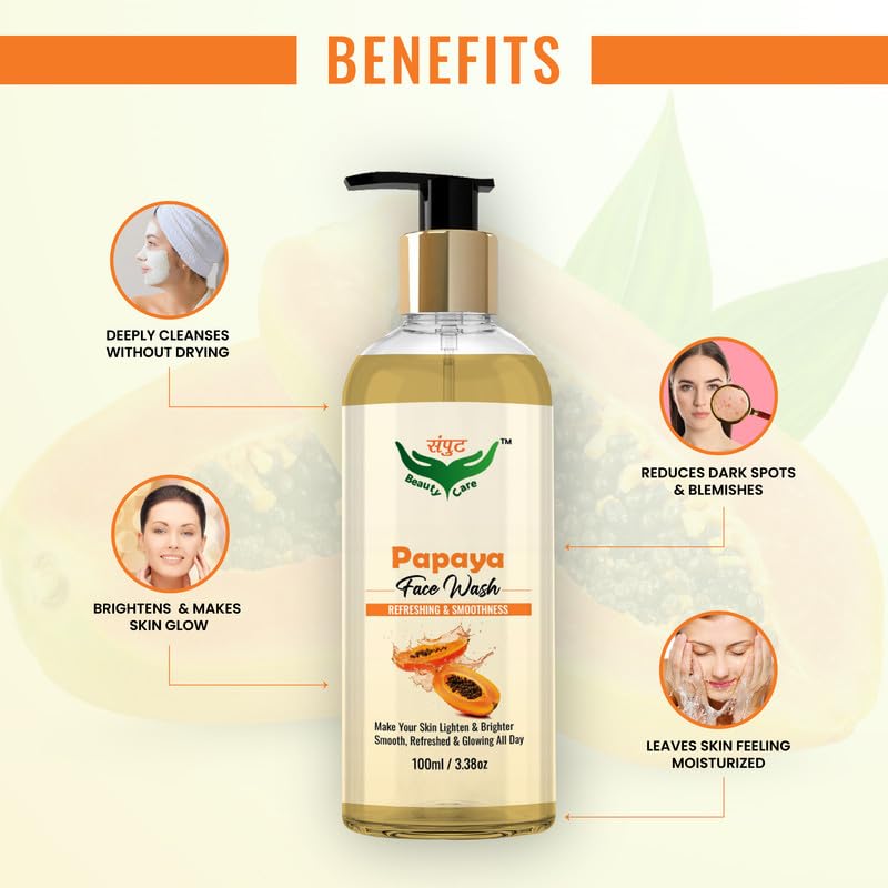 Natural Papaya Face Wash for Brightening & Smooth Skin - Refreshing Cleanser for Glowing Complexion | Perfect for Daily Skincare & Acne-Prone Skin