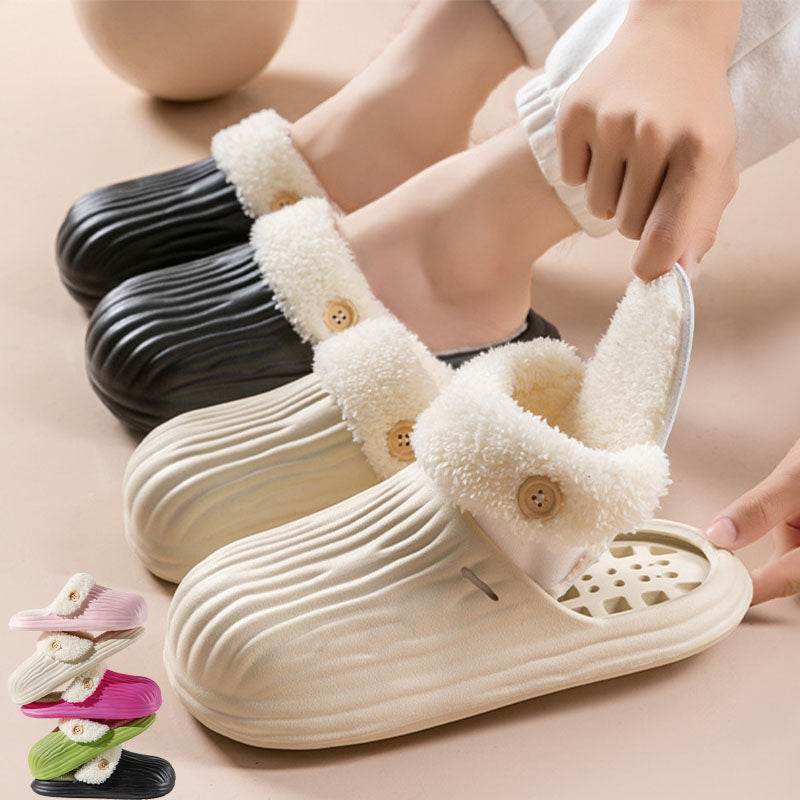 CozySwap: Warm & Comfortable Indoor Outdoor Slippers with Removable Fur Lining - Perfect for Home, Garden, and Travel Use