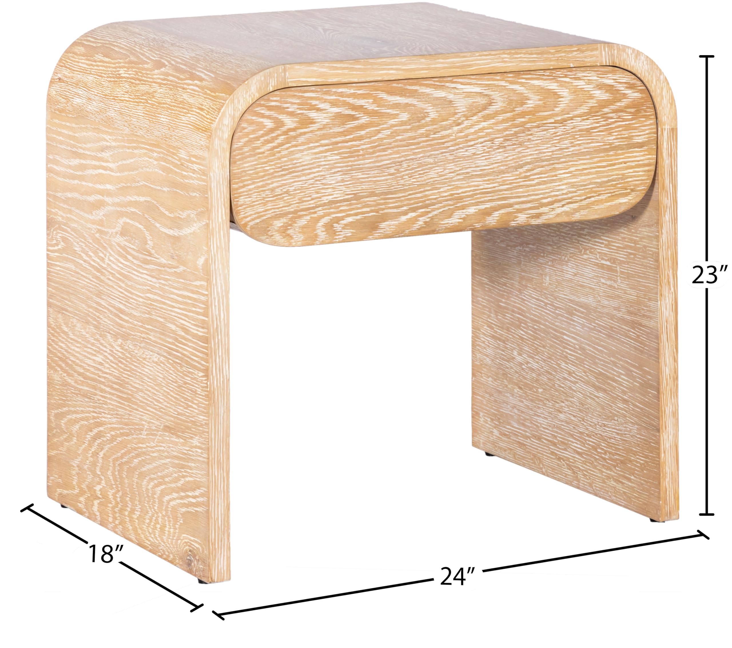 Mid-Century Modern Nightstand - White Oak Finish, 24