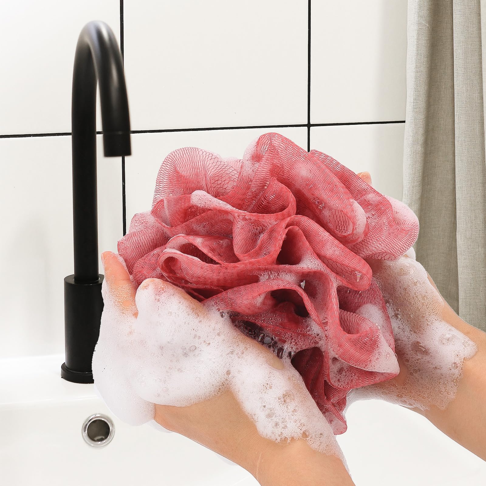 4 Pack Bath Sponge - Premium Mesh Loofah Pouf Body Scrubber & Exfoliator (50g Each) for Shower, Spa & Gentle Skin Care