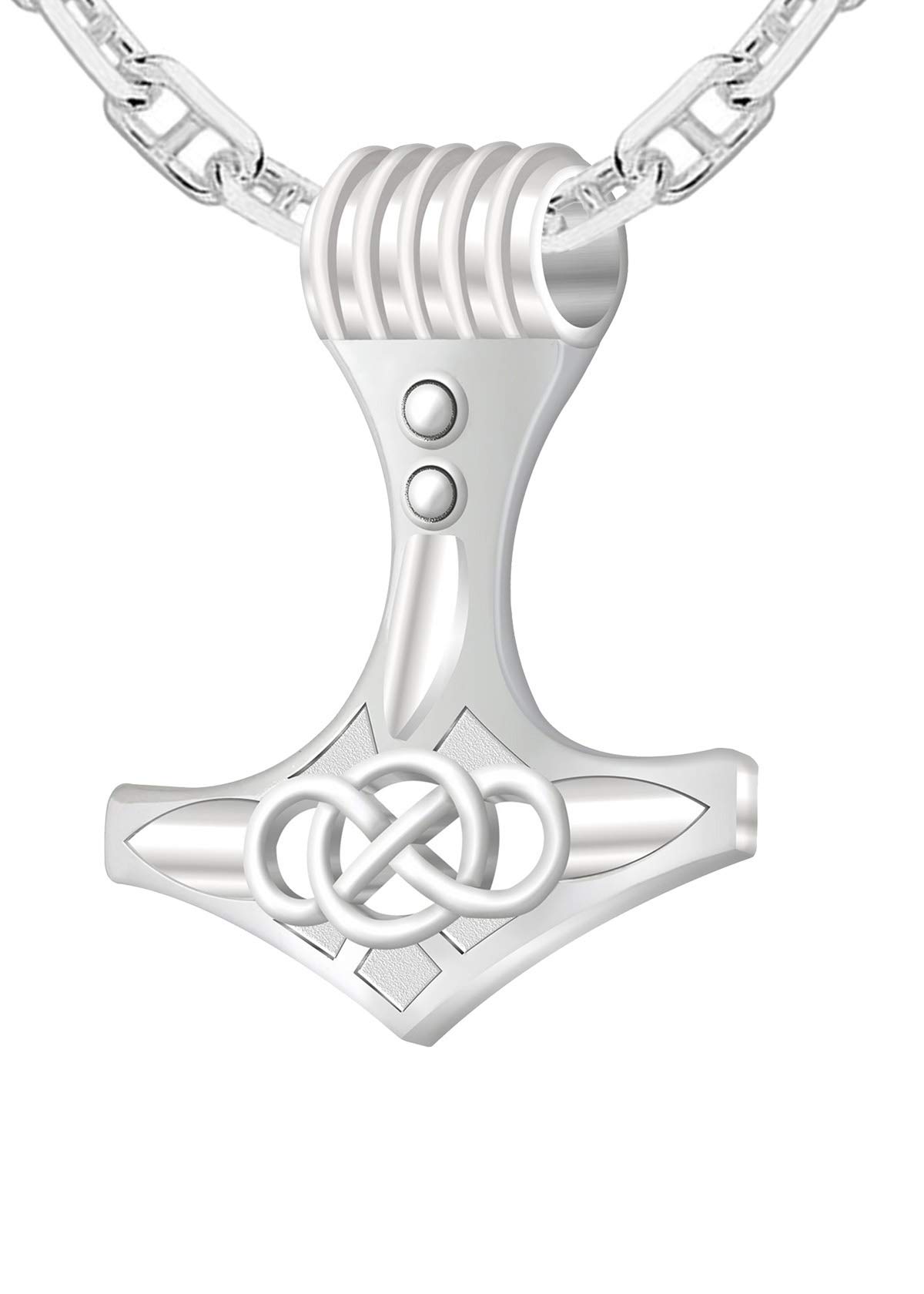 925 Sterling Silver Thor's Hammer Pendant Necklace - 43mm Viking Jewelry for Men, Norse Mythology Inspired Jewelry | Perfect for Cosplay, Gift Giving & Viking Enthusiasts