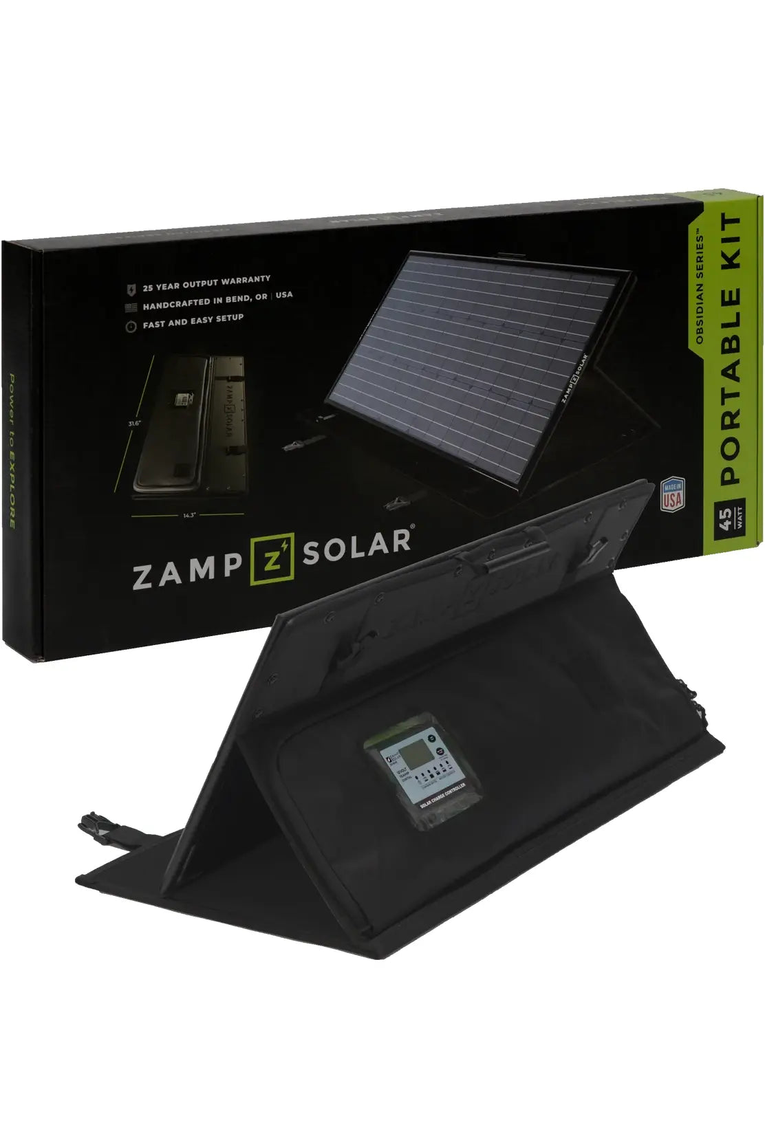Zamp Solar OBSIDIAN® SERIES 45 Watt Portable Solar Panel Kit with Regulator - Perfect for Camping, RV Trips & Off-Grid Power Supply