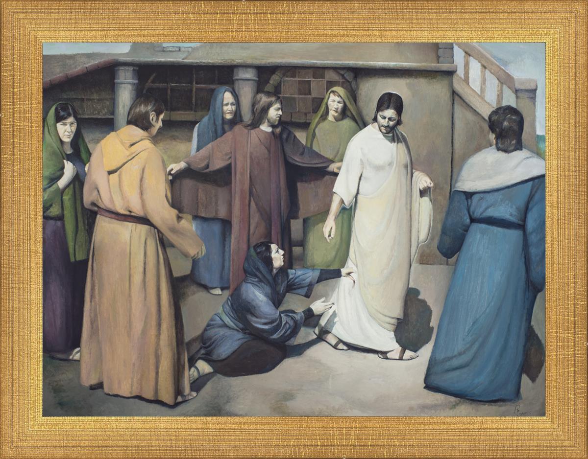 Jesus Healed the Woman Who Touched His Garment - Bible Story Scripture Christian Faith Wall Art for Home Church Decor