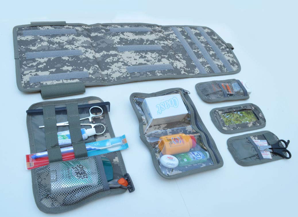 Tactical Molle Toiletry Bag for Camping & Travel - Military Grade Wash Kit with ACU Camo | Perfect for Outdoor Adventures, Hiking & Survival Gear