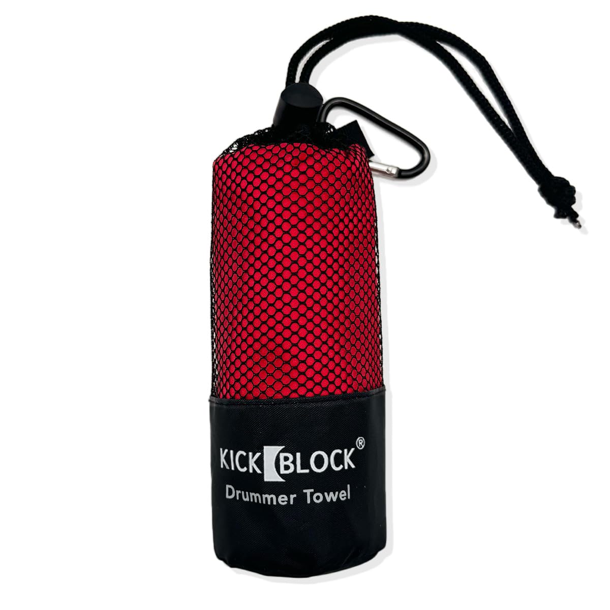 Drummer Towel - Quick Dry & Sweat Absorbing Hand Towel for Musicians - Drum Kit Accessory with Clip - Perfect for Live Performances & Practice Sessions - Ideal Gift for Drummers (Red)