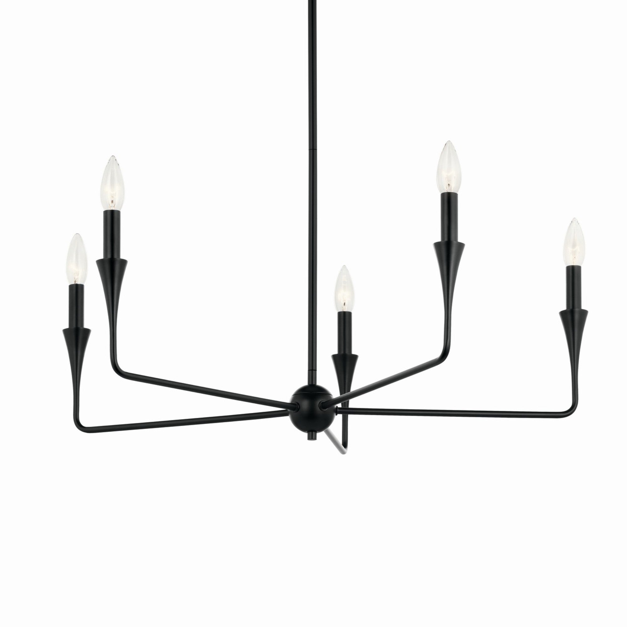 Alvaro 30-Inch 5-Light Black Chandelier - Single Tier Modern Ceiling Light Fixture for Dining Room, Bedroom, or Living Room Decor
