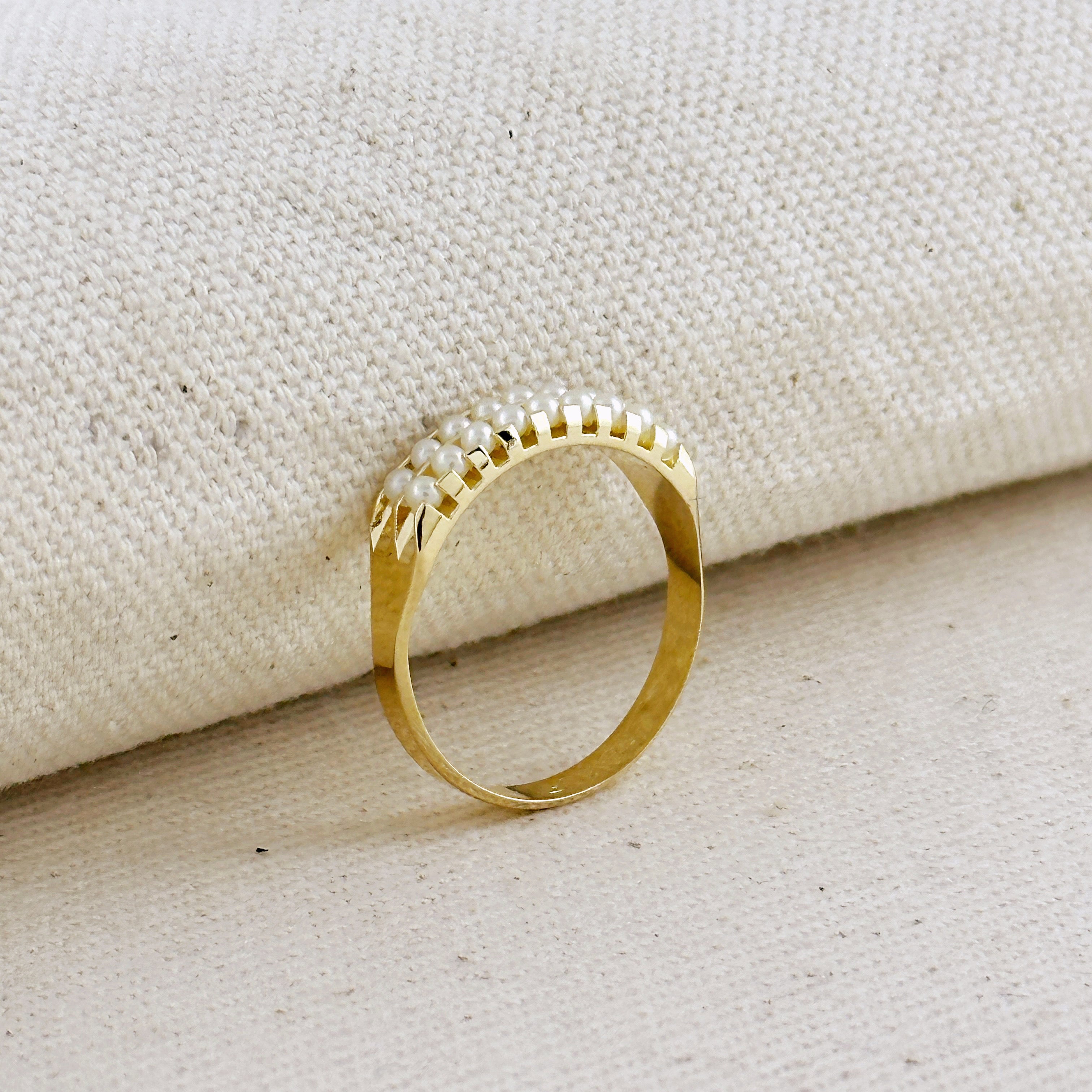 18K Gold Filled Double Pearl Ring for Women - Elegant Stackable Pearl Jewelry Gift for Anniversary, Birthday & Special Occasions