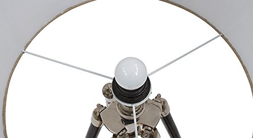 NauticalMart Designer Chrome Finish Tripod Floor Lamp - Modern Adjustable Standing Light for Living Room, Bedroom & Office Decor