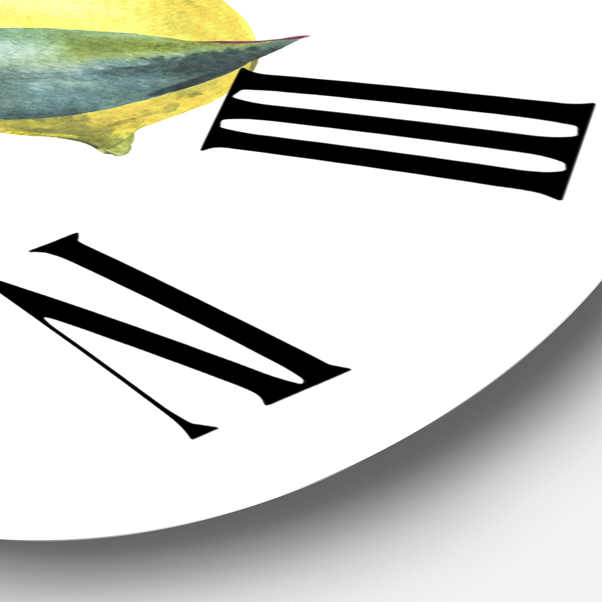 DesignQ Tropical Wall Clock - Large Yellow Lemons & Leaves Decor for Kitchen, Dining Room, or Living Room | Perfect for Home, Office, and Restaurant Decor