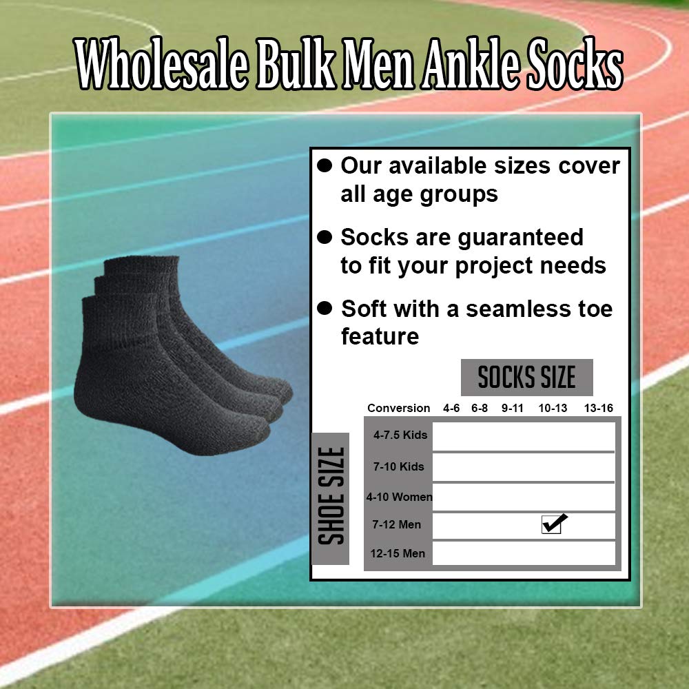Yacht & Smith Men's Cotton Athletic Mid Ankle Socks - Bulk Pack (Size 10-13) - Breathable Sports Socks for Running, Gym & Casual Wear