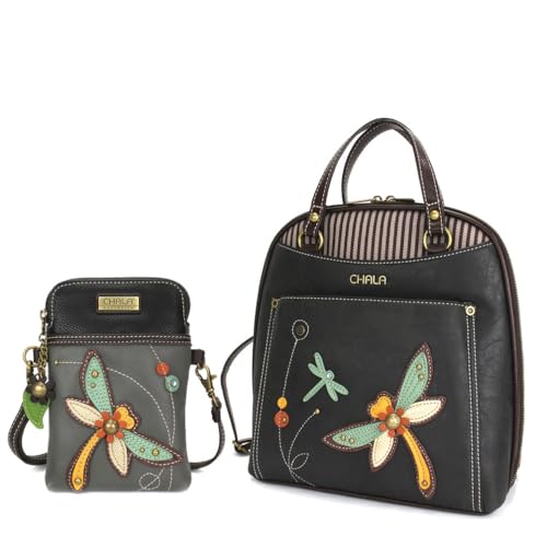 Dragonfly Backpack and Grey Cellphone Purse Gift Set