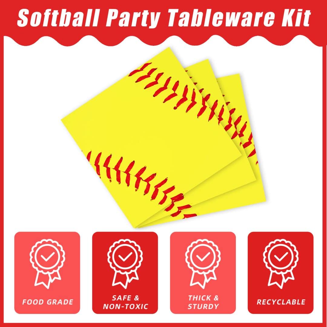 96-Piece Softball Birthday Party Decorations Set - Paper Plates, Napkins & Tableware for Kids (Serves 24) | Perfect for Sports-Themed Parties, Team Celebrations & Youth Events