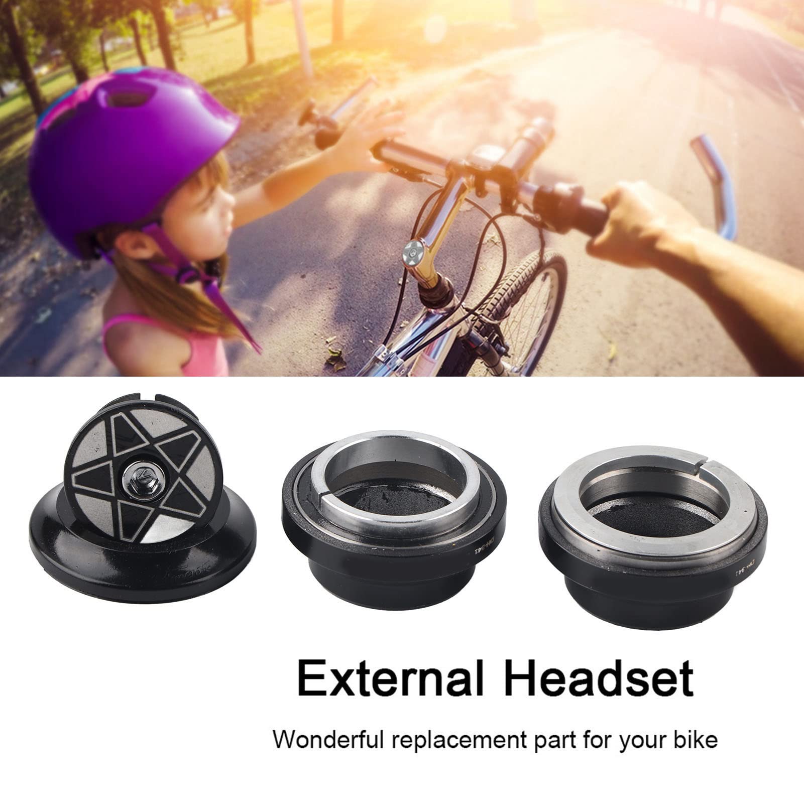 34mm Aluminum Alloy Bicycle Headset - 28.6mm Straight Fork Bearing Steering Stem Bearings for Road & Mountain Bikes - Durable Bike Headset Replacement Part for Smooth Steering