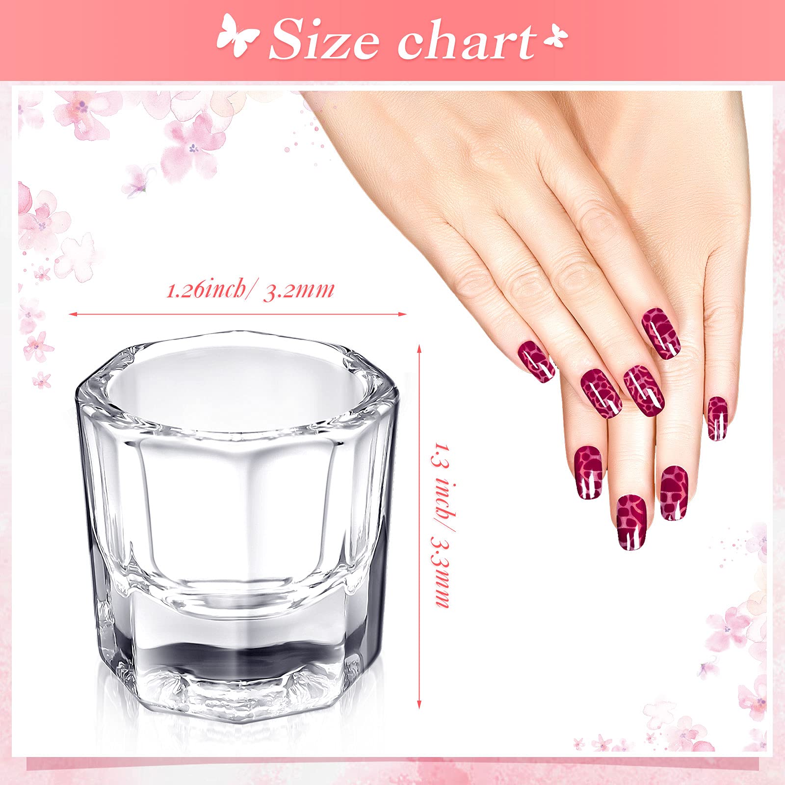 12-Piece Acrylic Nail Dappen Dishes Set - Crystal Clear Monomer Liquid & Powder Bowls for Nail Extensions, Manicure & Pedicure Salon Supplies (Great for Nail Art, Acrylic Powder Mixing & Polish Storage)
