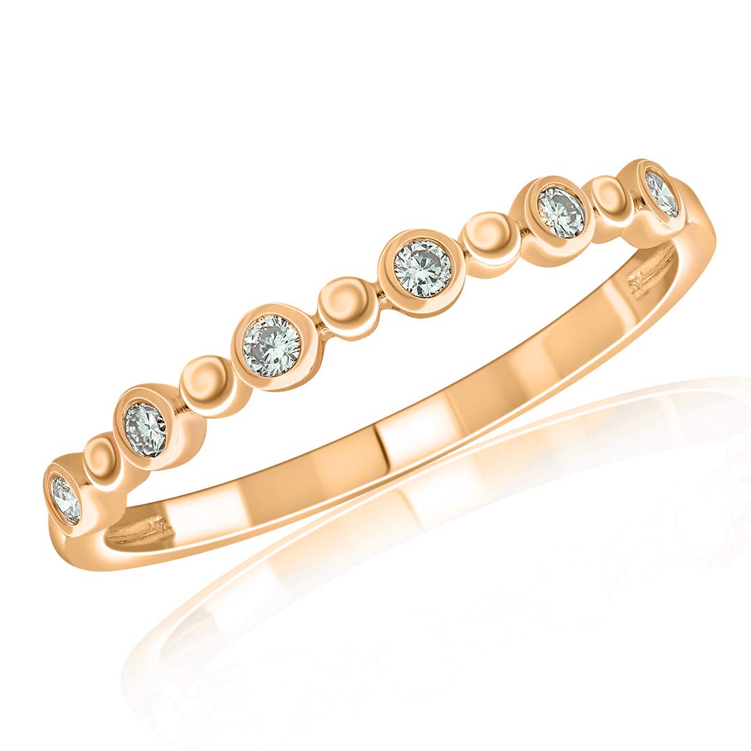 1/8 Carat (Ctw) Natural Diamond Half Eternity Stackable Wedding Band Ring - 14K White Gold (H-I Color, I2 Clarity) for Women - Anniversary, Engagement, Promise Ring - Perfect for Everyday Wear, Special Occasions & Gift Giving - US Size 7