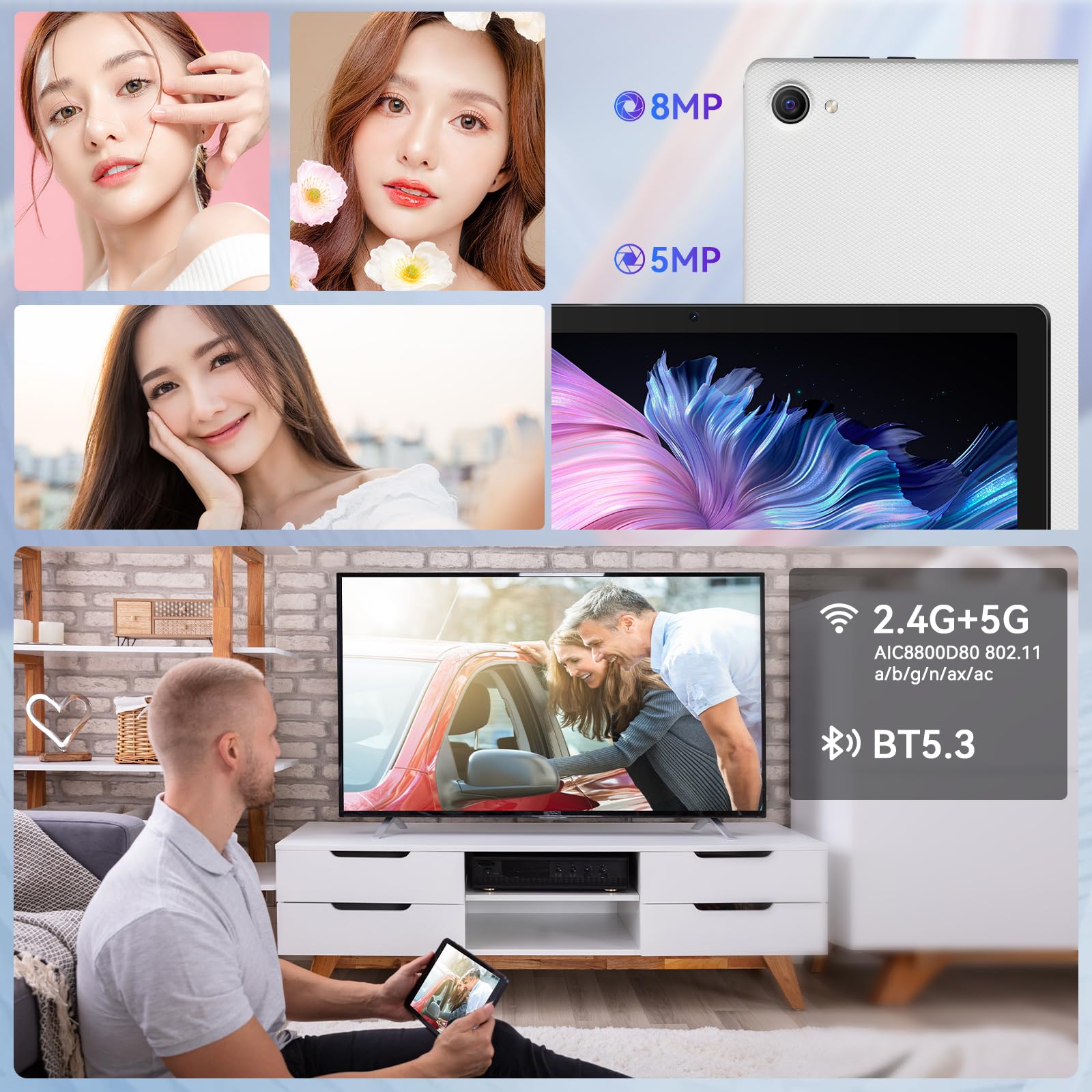 10 Inch Android 14 Tablet - Octa-Core Processor, 64GB Storage (Expandable to 1TB), Dual Camera (5MP+8MP), WiFi 6 & Bluetooth - High Performance Black Tablet for Work, Study & Entertainment