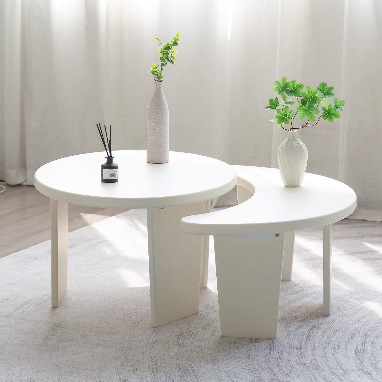 MAXYOYO Modern Coffee Table Set of 2 - Nesting Accent Tables for Living Room | Perfect for Small Spaces, Sofa Side Tables & Home Decor