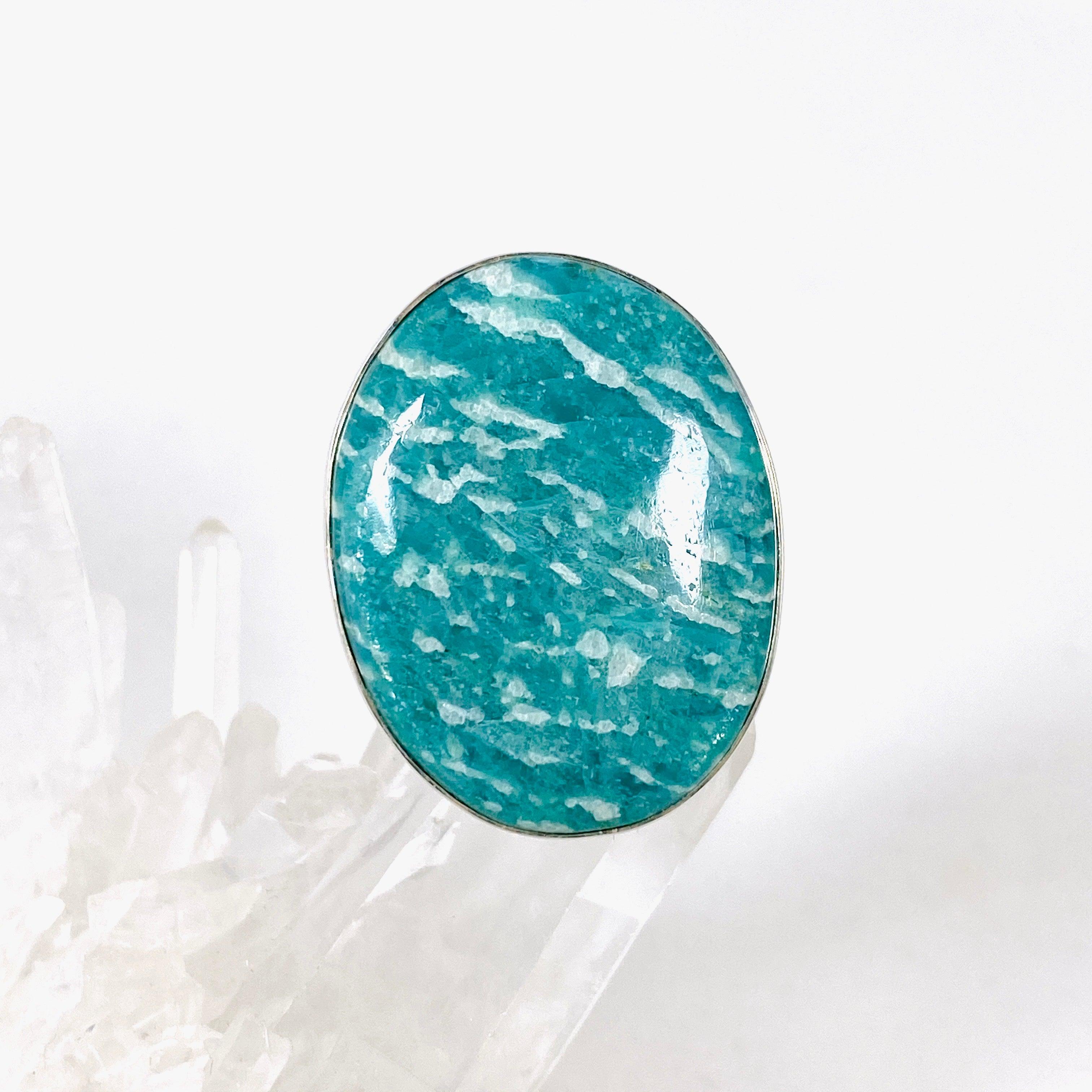 Amazonite Oval Ring Size 11 - KRGJ2890 - Elegant Gemstone Jewelry for Women, Perfect for Weddings, Parties & Everyday Wear