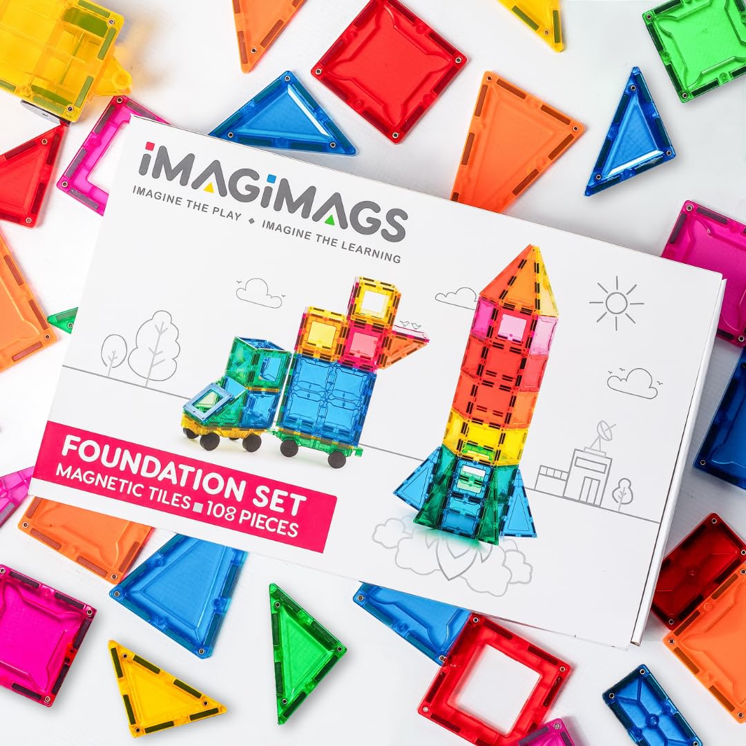 Magnetic Building Blocks for Kids - 108 Piece STEM Educational Construction Toy Set for Boys & Girls Ages 3+ | Creative Learning Activity | Perfect for Preschool Classroom, Birthday Gifts & Indoor Playtime