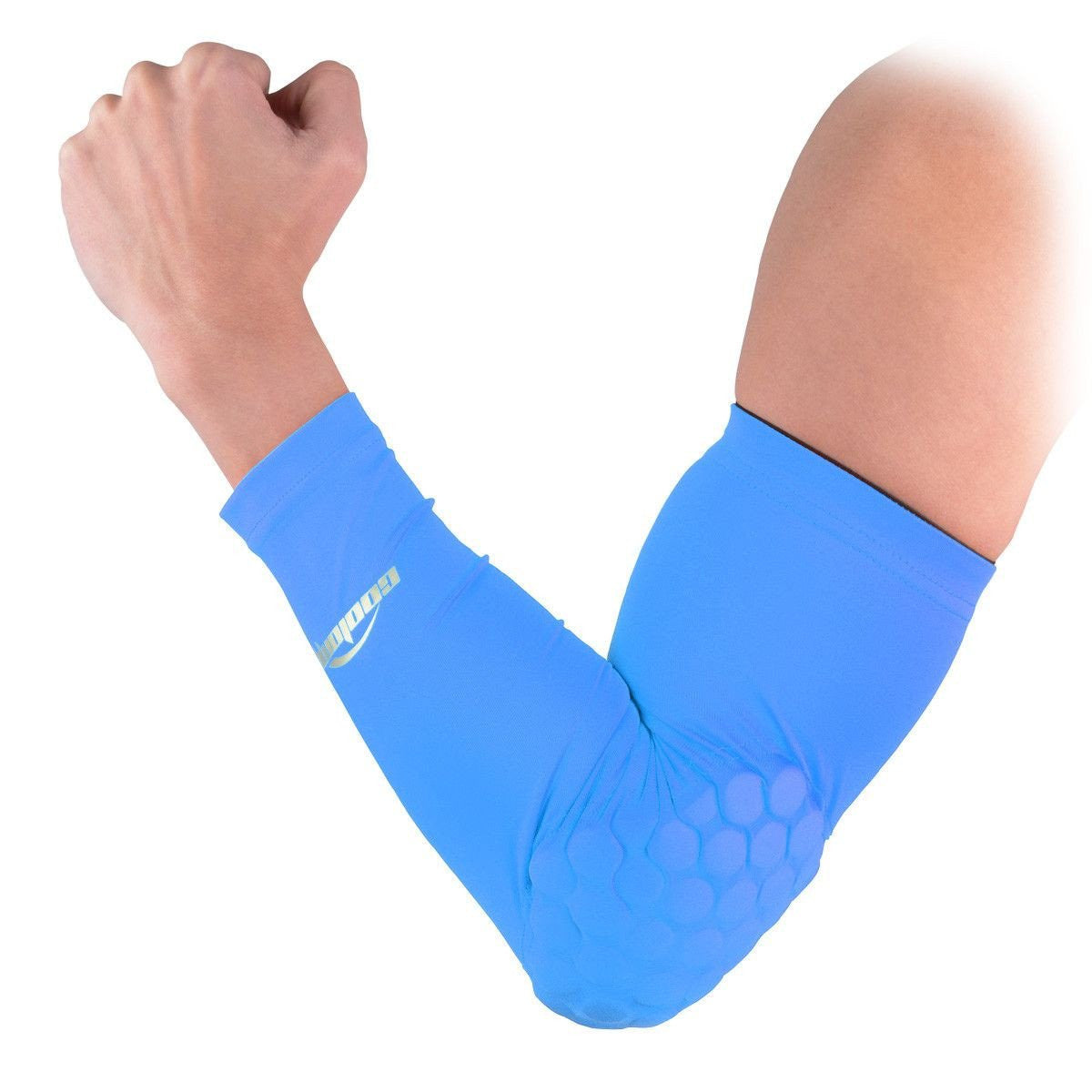 Light Blue Padded Arm Sleeves for Sports & Protection - Comfortable Compression Sleeve for Basketball, Baseball, Volleyball & Outdoor Activities - UV Protection & Muscle Support