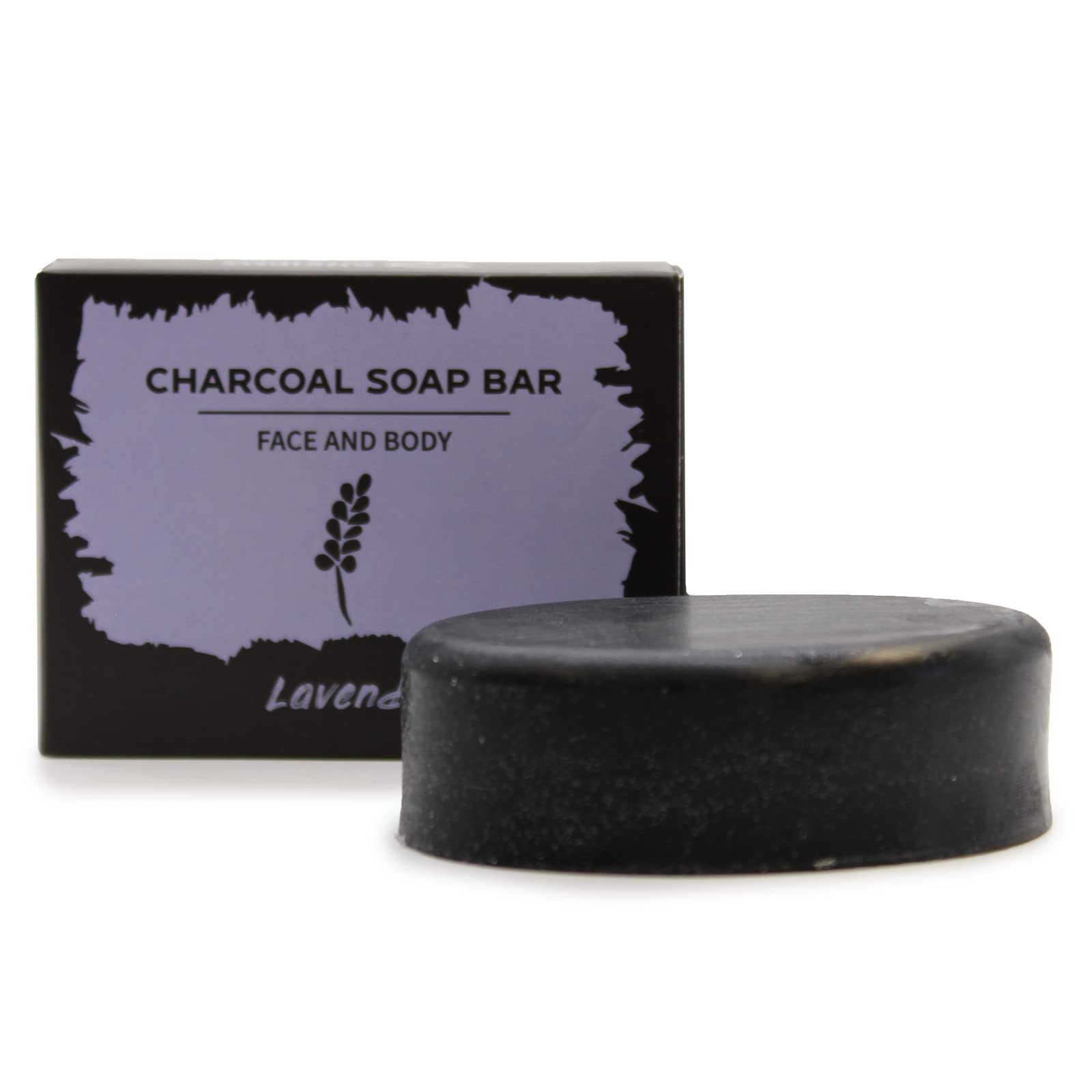 Natural Charcoal Soap 85g with Lavender - Deep Cleansing & Detoxifying Facial & Body Soap - Handmade in UK - Perfect for Acne-Prone Skin & Daily Skincare Routine