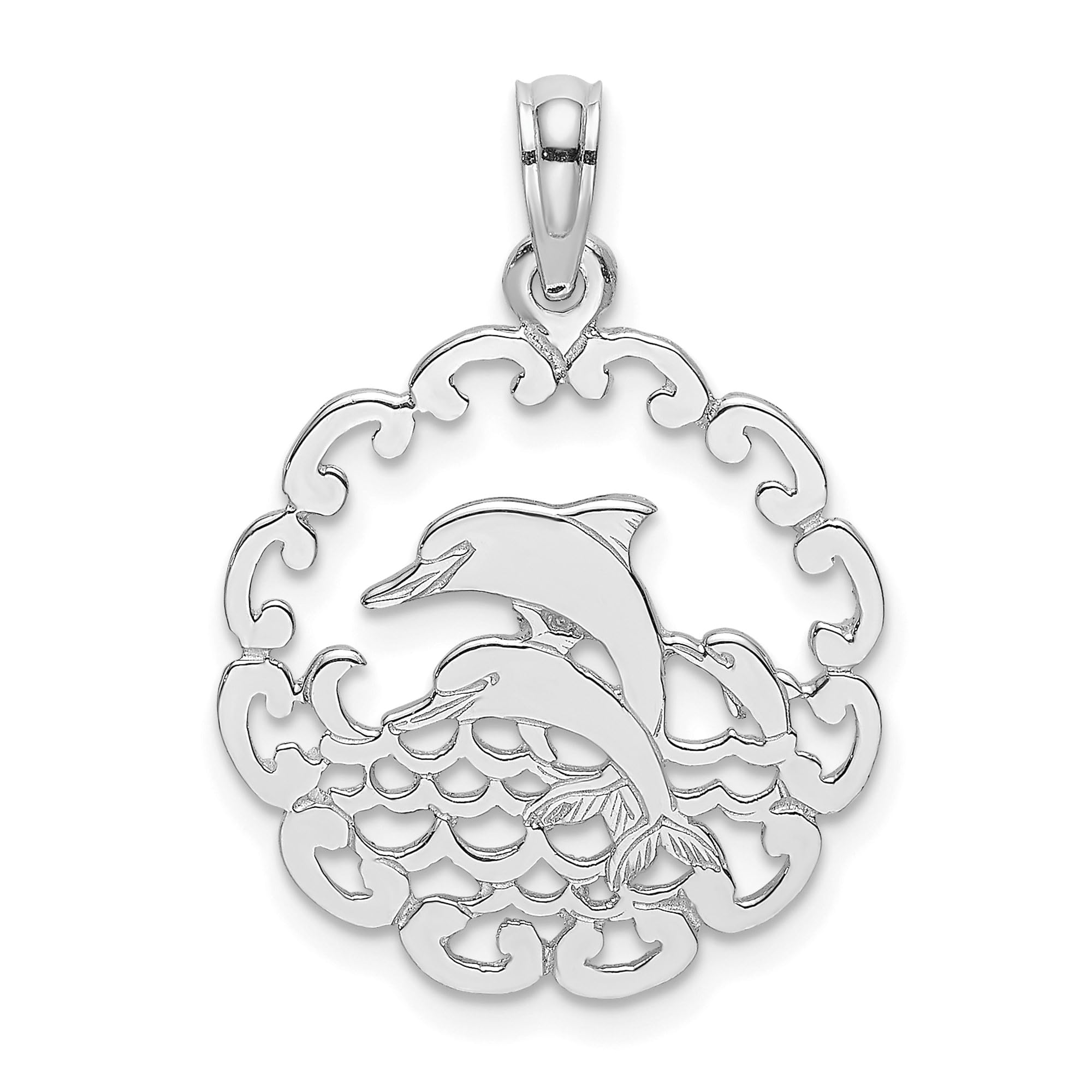 14K Solid White Gold Dolphin Pendant Necklace - Elegant Ocean-Themed Jewelry for Women, Perfect for Beach Vacations, Summer Outfits & Nautical Gifts