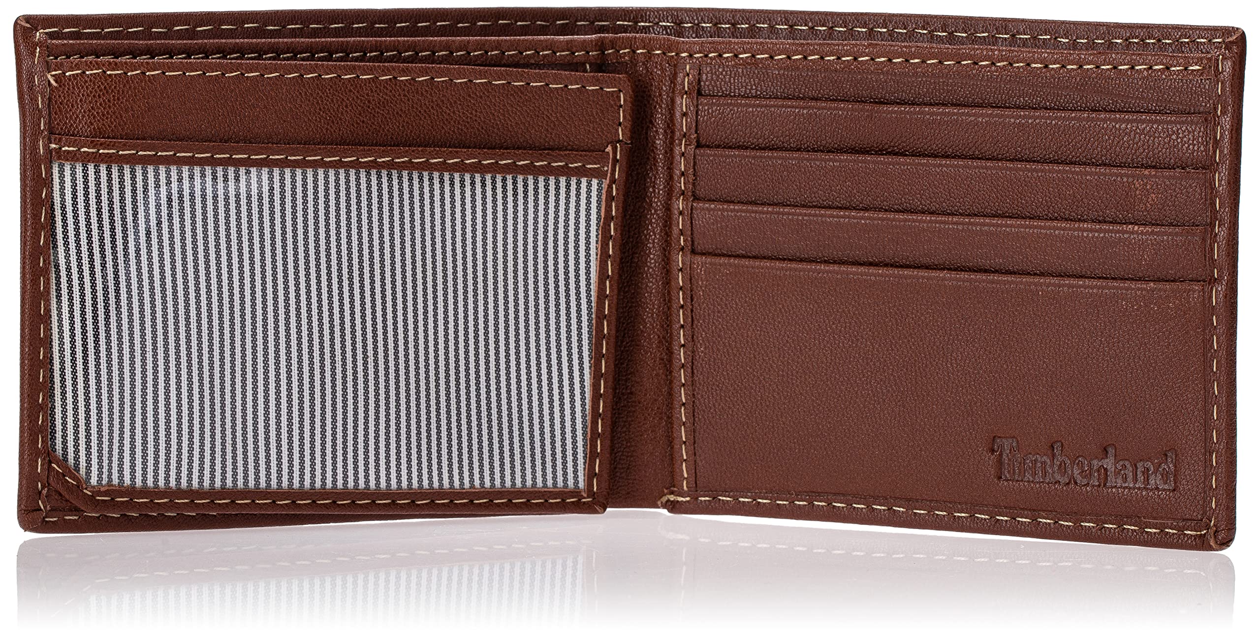 Timberland Men's Genuine Leather Trifold Wallet with RFID Protection - Cognac Brown (Hudson) | Slim Bifold Wallet for Men | Perfect for Everyday Use, Travel & Business