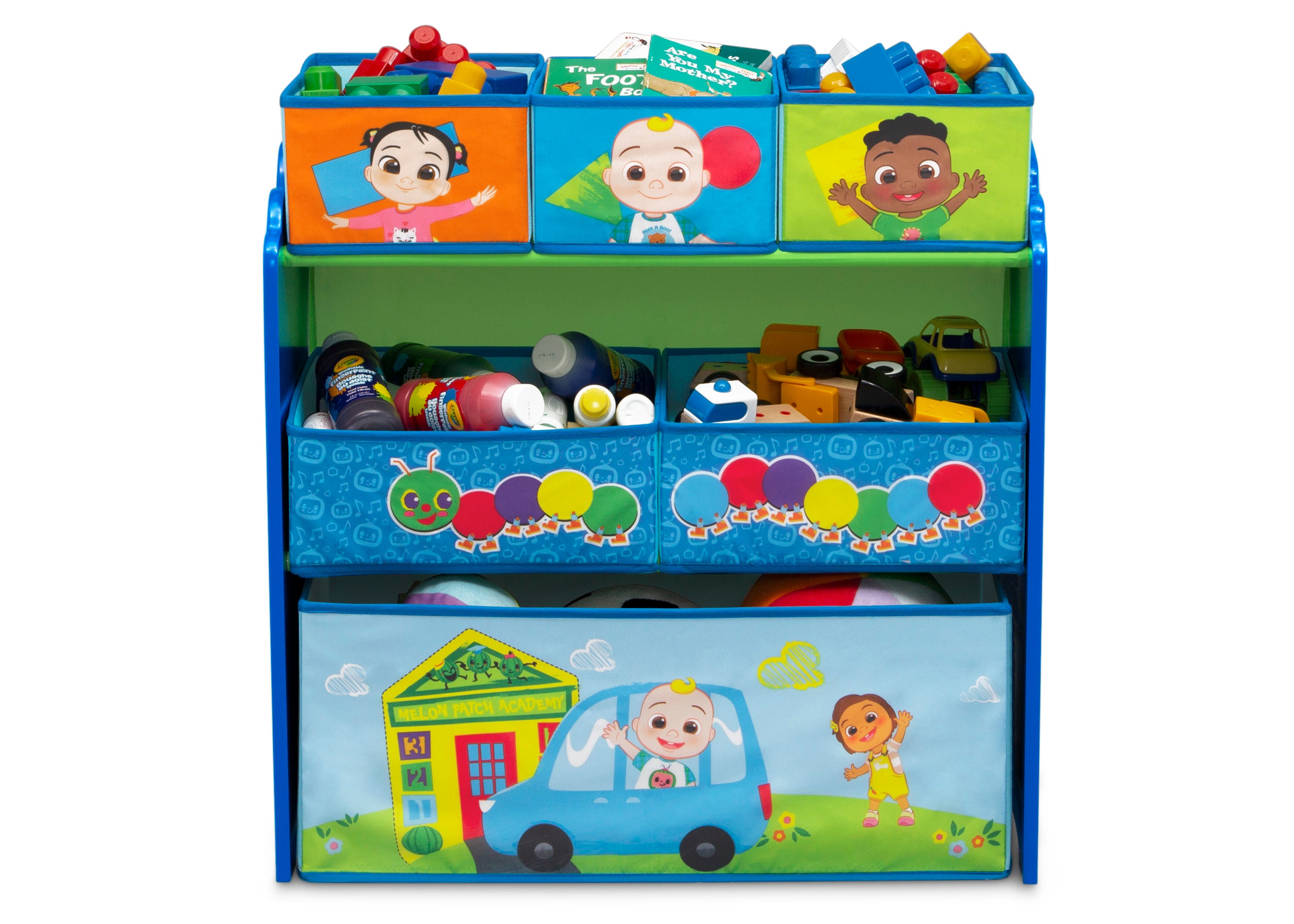 CoComelon 6 Bin Toy Organizer for Kids - Colorful Storage Bins with Fun Designs - Perfect for Playroom, Bedroom & Classroom Organization