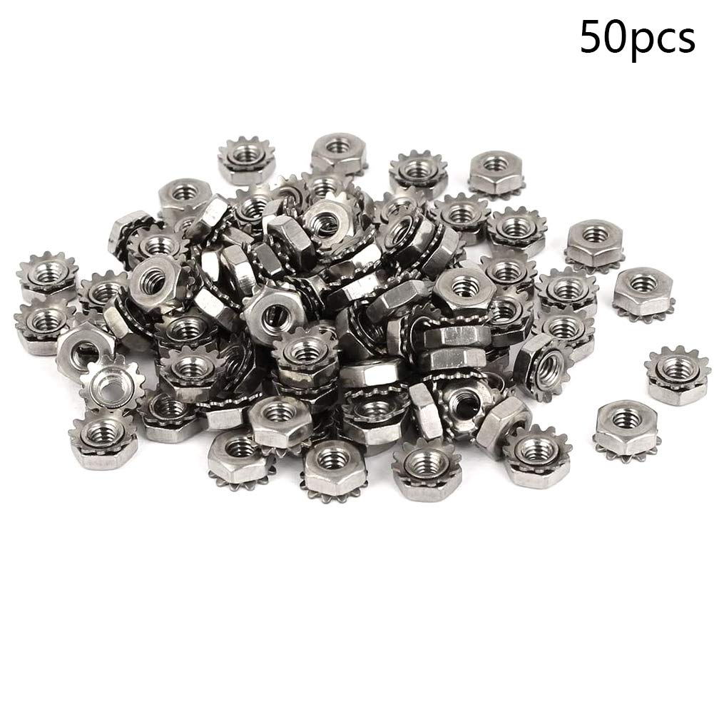 MroMax 8#-32 K-Lock Nuts, 50Pcs - 304 Stainless Steel Keps Lock Nuts for Hardware Fastening | Durable & Corrosion-Resistant | Perfect for Machinery, Furniture & Electrical Appliances | Secure Fastening Solution for DIY Projects & Industrial Use