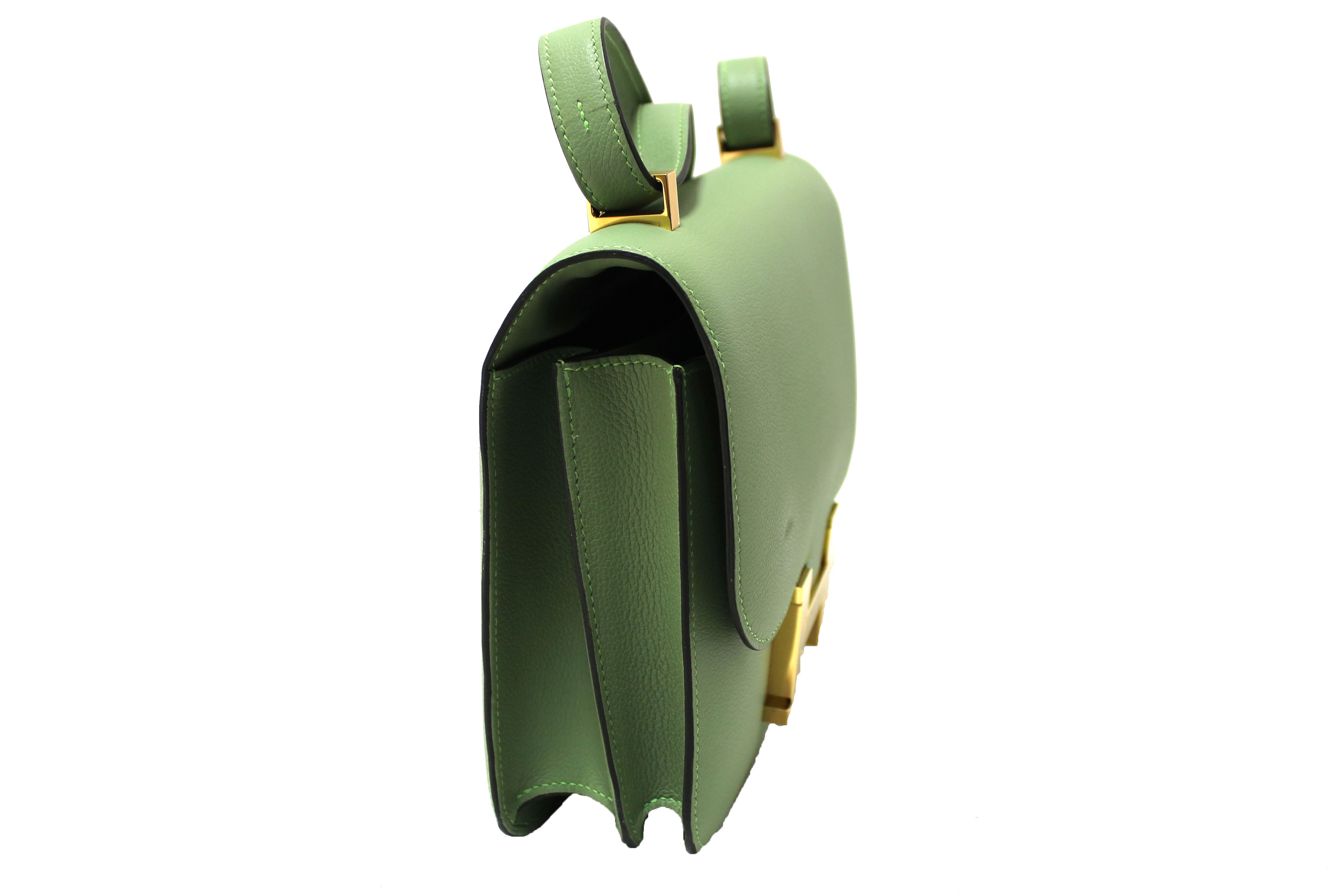 Authentic Hermes Green Vert Criquet Evercolor Leather Constance 24 Shoulder Bag - Luxury Designer Handbag for Women, Perfect for Parties, Weddings & Everyday Elegance