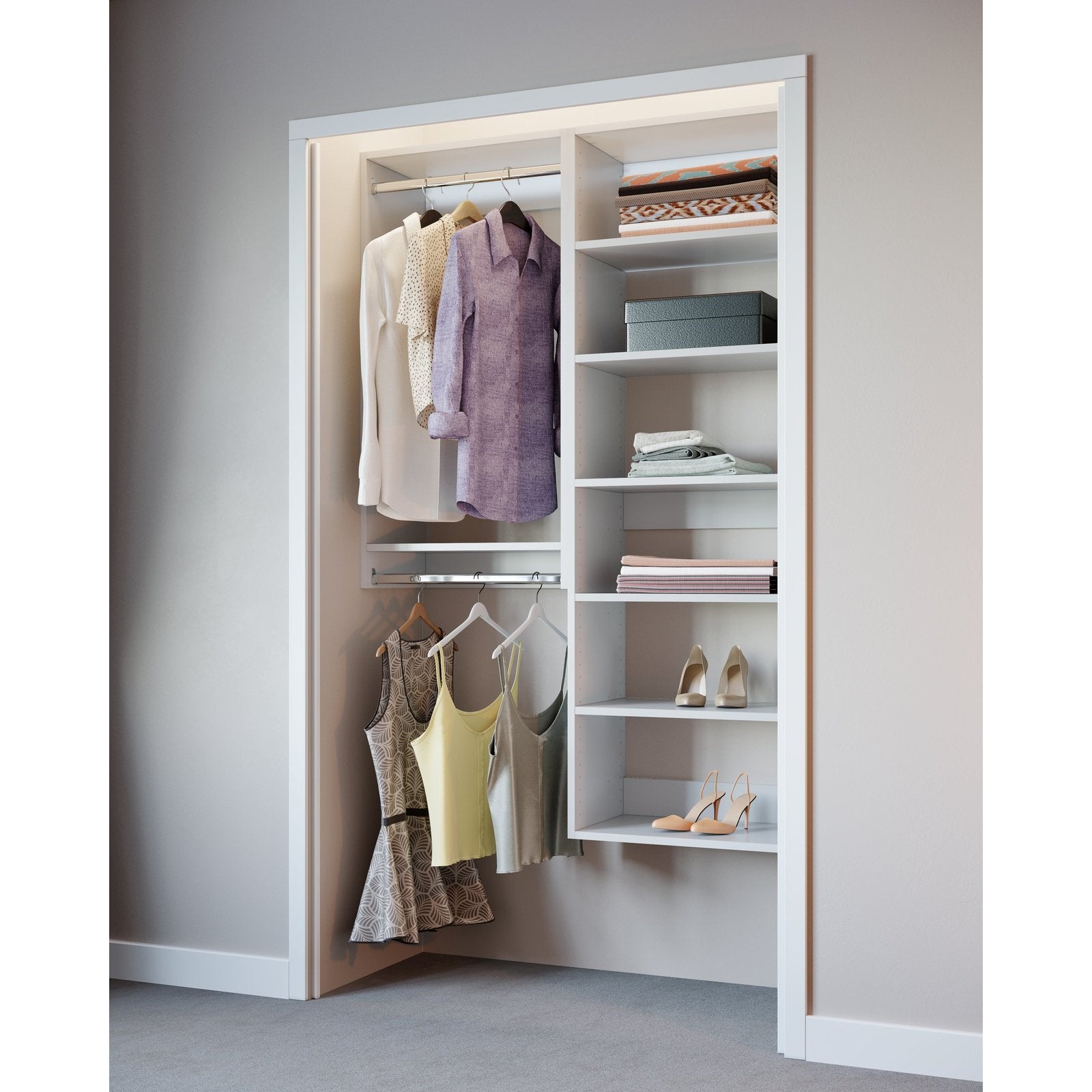Complete Compact Closet Kit - Space-Saving Wardrobe Organizer System for Small Bedrooms, Apartments & Dorm Rooms | Easy DIY Installation