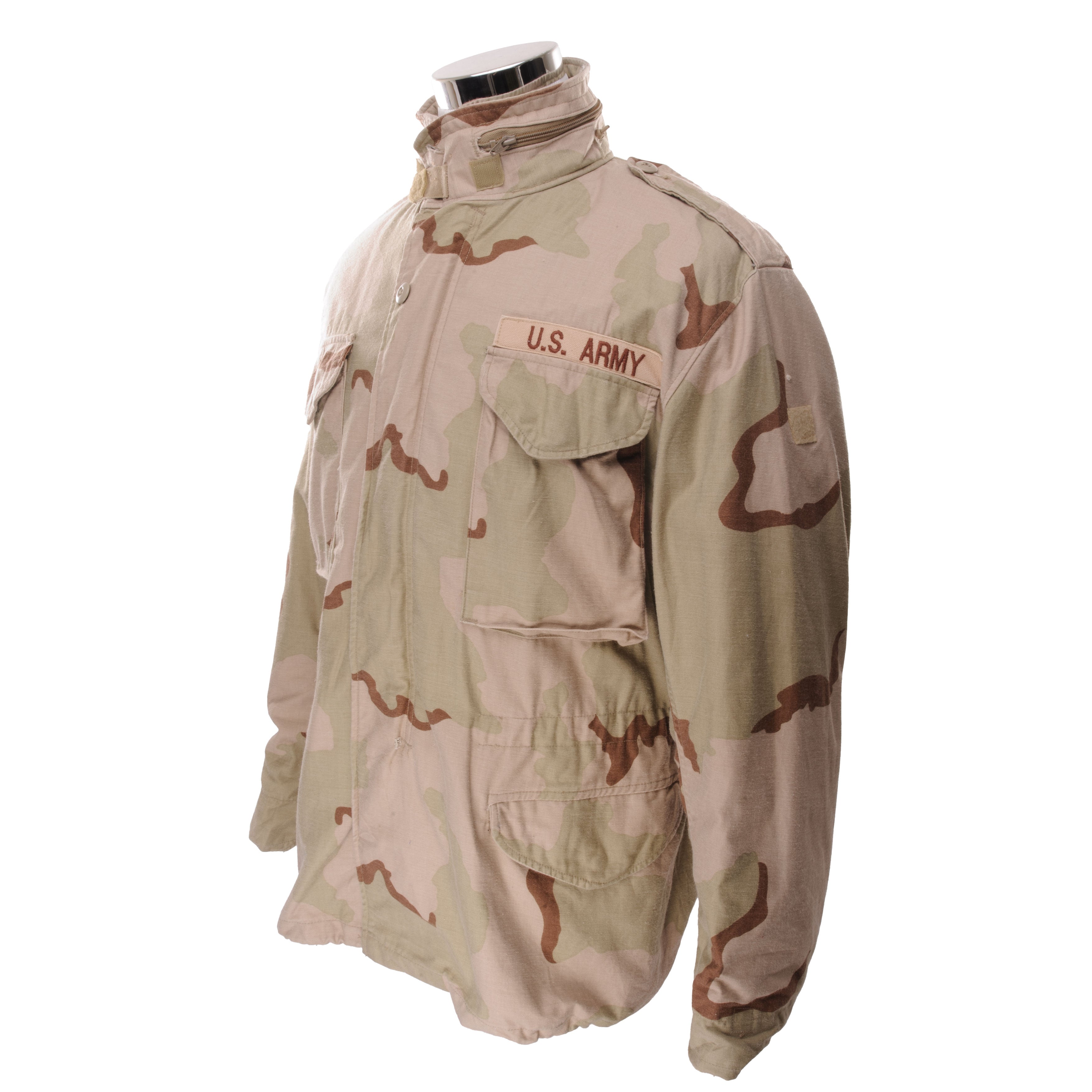 Vintage US Army M65 Field Jacket - Desert Camo (1989) - Operation Desert Storm - Medium Size - Military Outerwear for Outdoor Adventures & Historical Reenactments