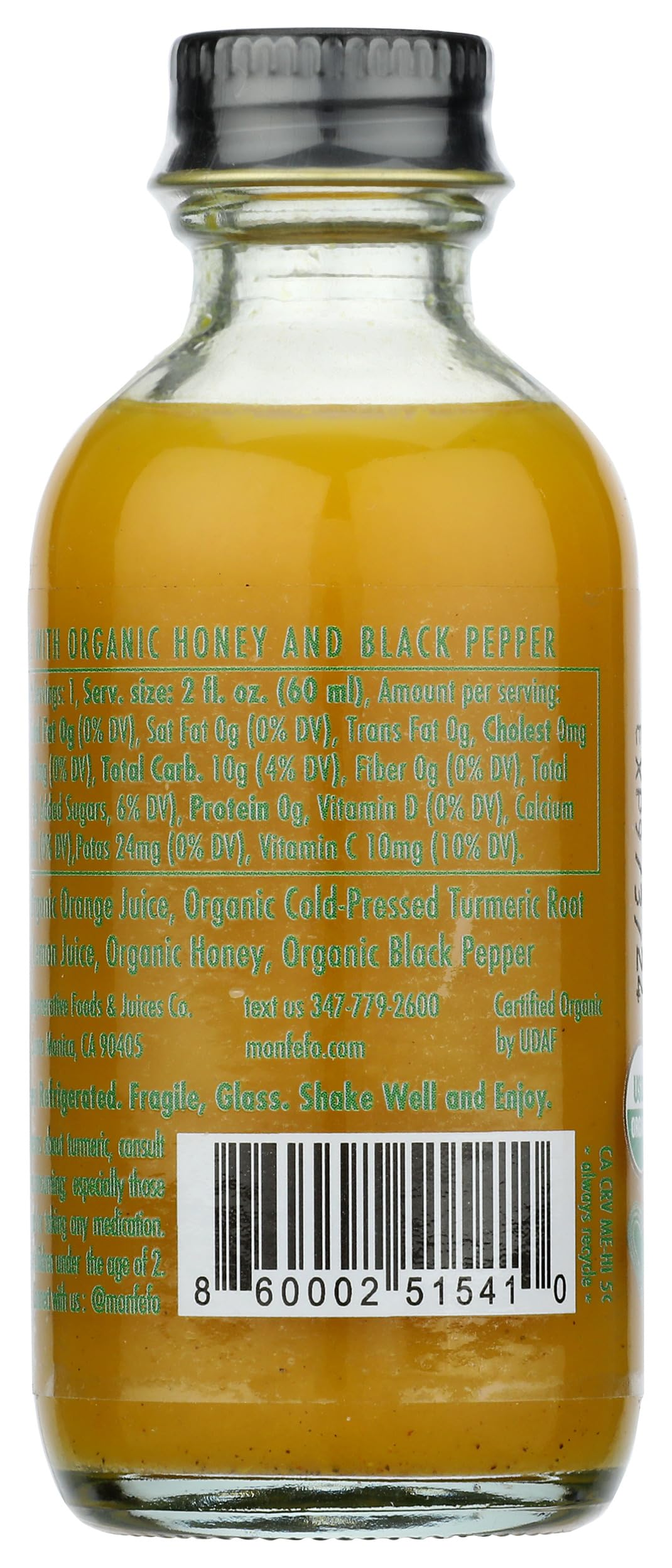 Organic Turmeric Juice Shot - 2 Fl Oz | Monfefo | Immune Support & Anti-Inflammatory | Perfect for Wellness Shots, Detox Drinks & Healthy Lifestyles