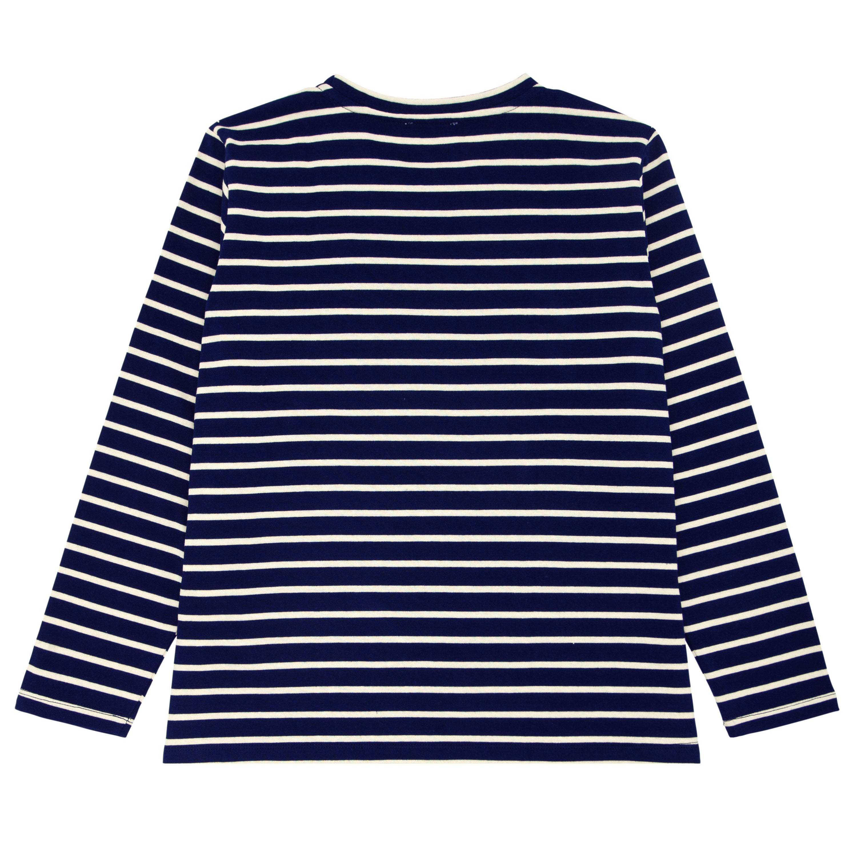 Women's Navy and Cream Striped Long Sleeve Knit T-Shirt - Soft Casual Top for Everyday Wear, Office & Fall Outfits