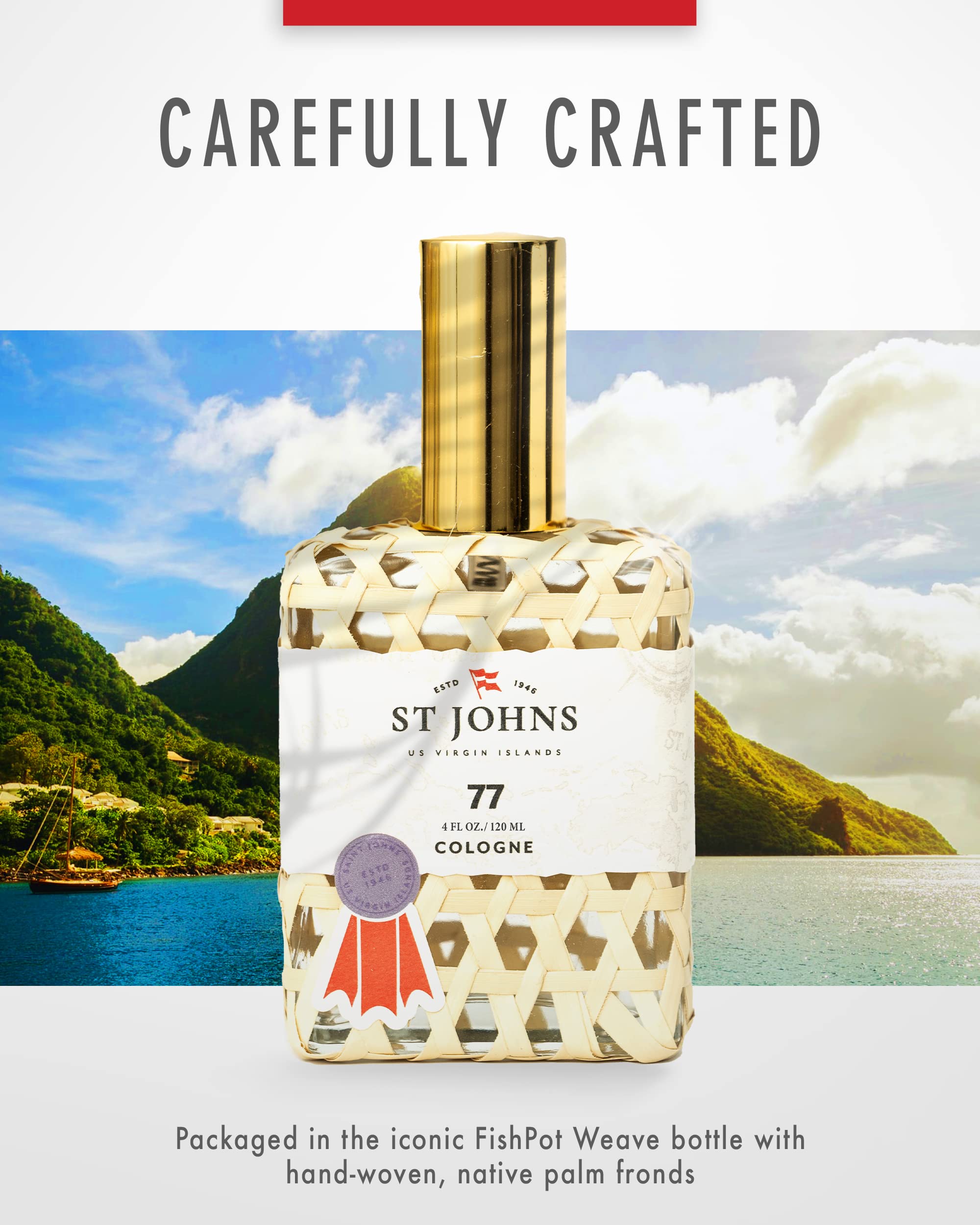 St. John Fragrance Company No. 77 Cologne for Men | Virgin Islands Inspired Fresh Scent | 4 oz Eau de Cologne Spray | Sophisticated Fragrance for Day & Night Wear