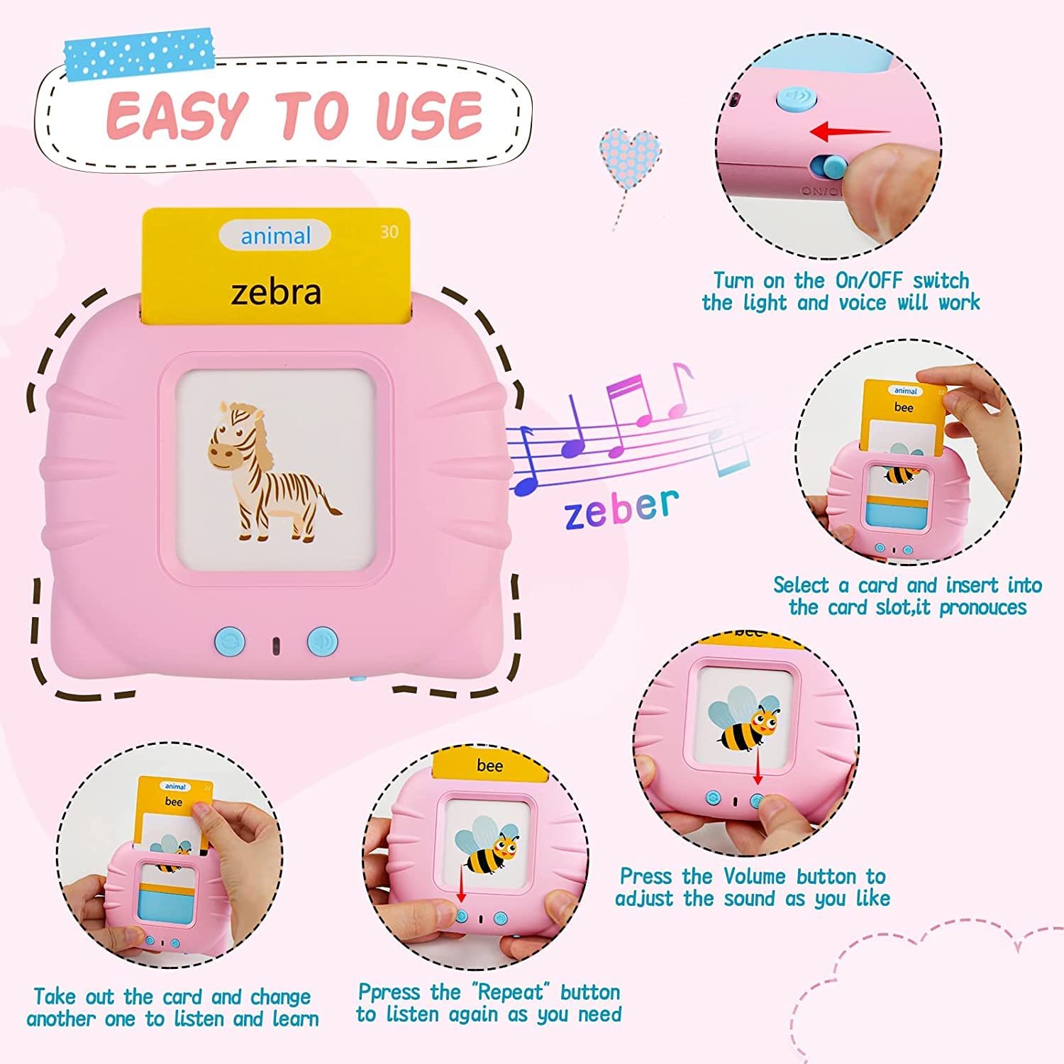 Talking Flash Cards for Toddlers 3-6 Years - 510 Sight Words Learning Toys for Speech Therapy & Autism Sensory Play