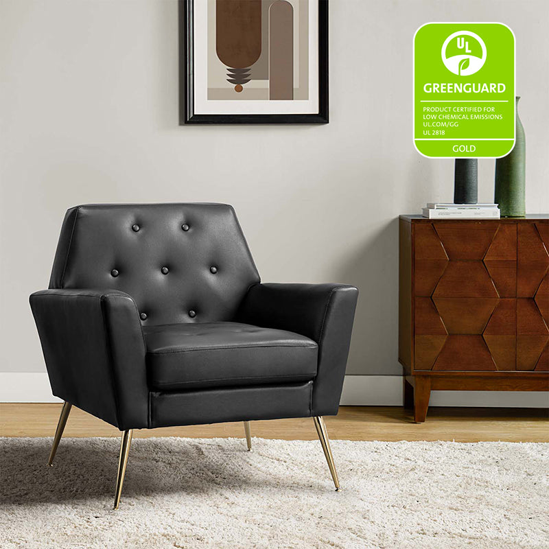 Raelynn Vegan Leather Armchair - Modern PU Leather Lounge Chair for Living Room, Office & Bedroom - Eco-Friendly Faux Leather Accent Chair for Home Decor