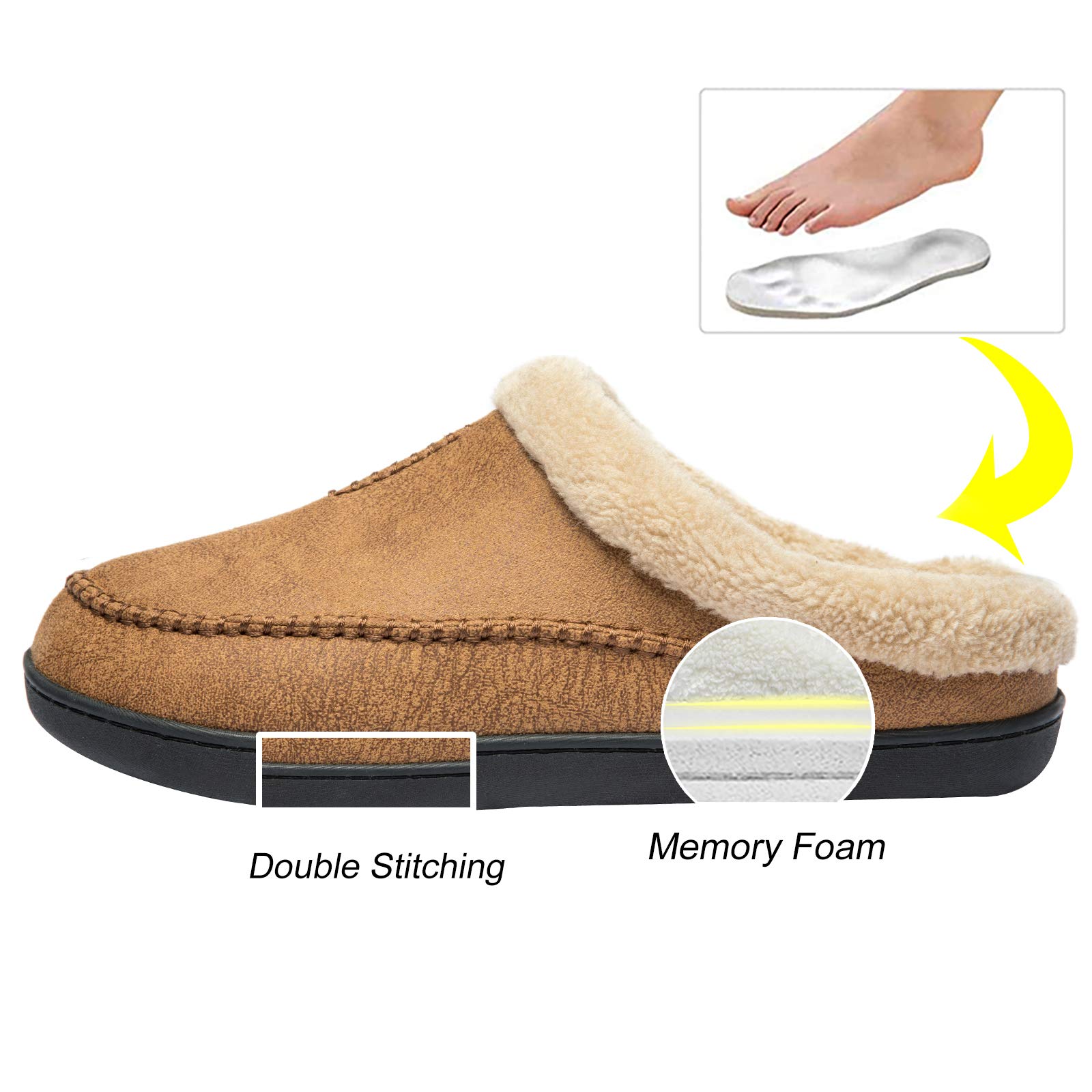 WOTTE Men's Moccasin Slippers - Soft Microsuede with Fleece Lining & Memory Foam - Indoor/Outdoor House Shoes for Comfort & Warmth - Perfect for Lounging at Home, Running Errands, or Backyard Relaxation