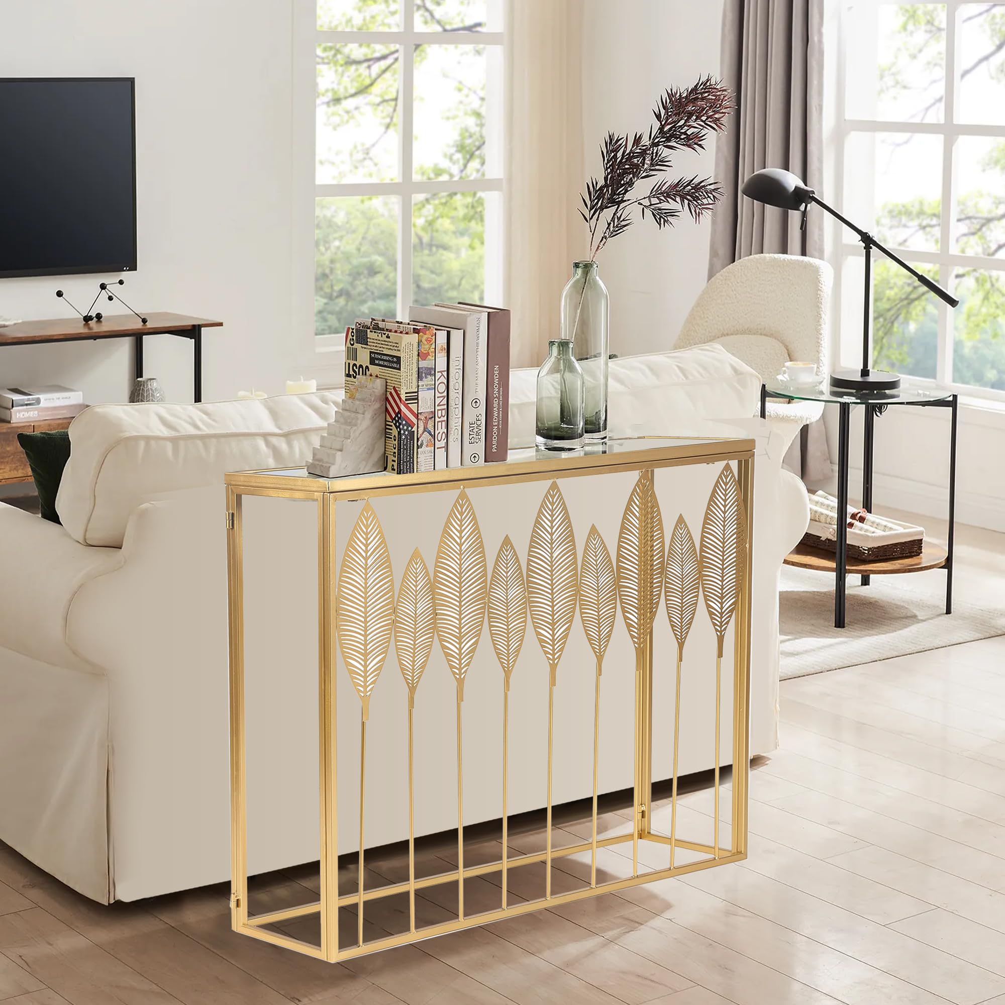 2-Piece Gold Metal End Table Set with Stainless Steel Top - Modern Nesting Side Tables for Living Room, Bedroom Nightstands - Perfect for Small Spaces & Home Decor