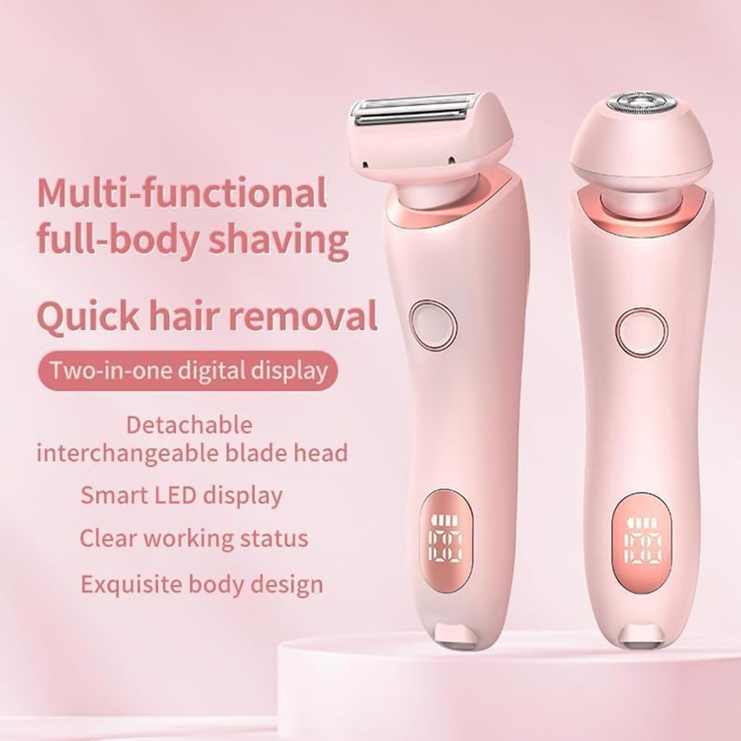 The Glide Pro 3.0 Electric Razor for Women - Waterproof 2-in-1 Hair Removal & Bikini Trimmer, Wet/Dry Portable Shaver for Smooth Skin - Perfect for Travel, Gym & Home Use (Pink)