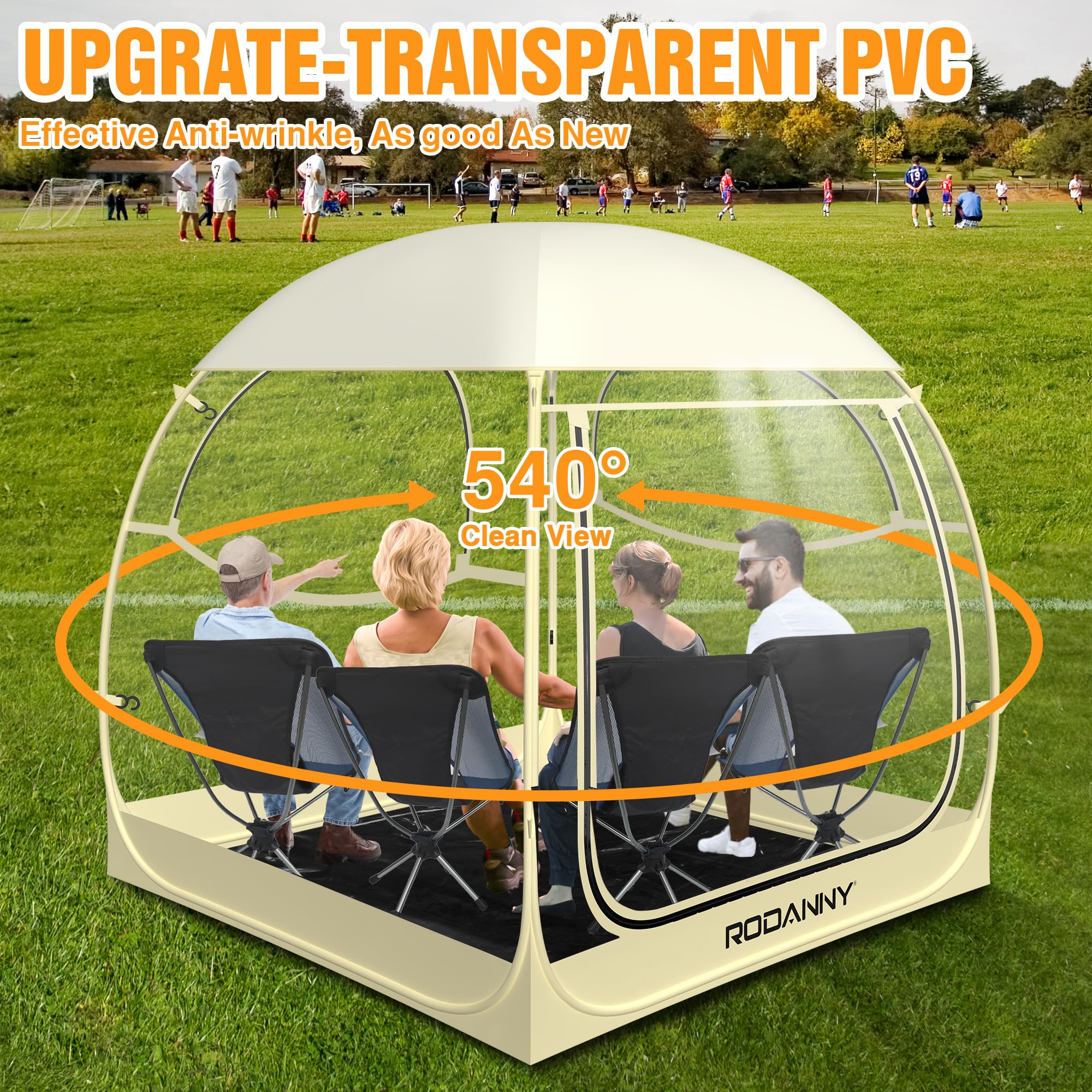 Instant Sports Tent - Waterproof Portable Shelter with Mesh Windows & Transparent Panels for Outdoor Events, Camping, Sports Viewing, Beach Picnics & Backyard Gatherings