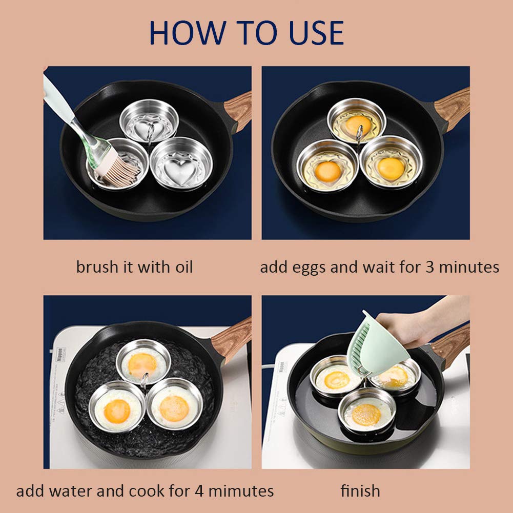 Premium Stainless Steel Egg Poacher Set - 3 Nonstick Poached Egg Maker Cups with Steamer Rack for Microwave & Stovetop - Perfect for Breakfast, Brunch & Healthy Cooking