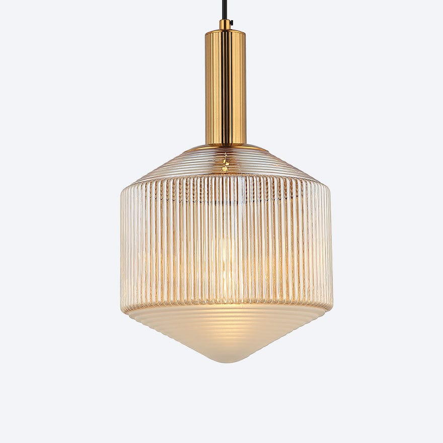 Camilla Glass Ribbed Pendant Light - Elegant Hanging Fixture for Dining Room, Kitchen Island & Bedroom Decor