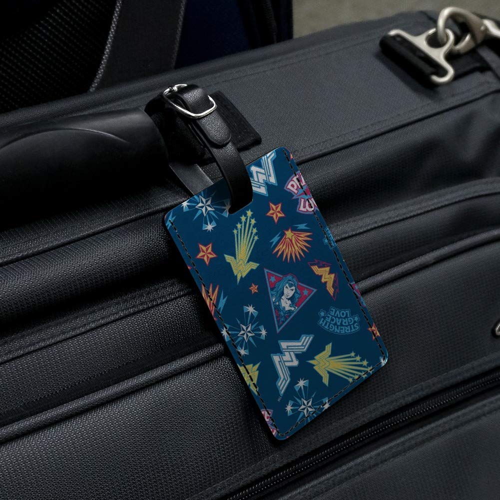 Wonder Woman Movie Inspired Rectangle Leather Luggage Tag - Personalized ID Card Holder for Travel Bags, Suitcases & Backpacks | Superhero Gift for Fans & Cosplay Enthusiasts