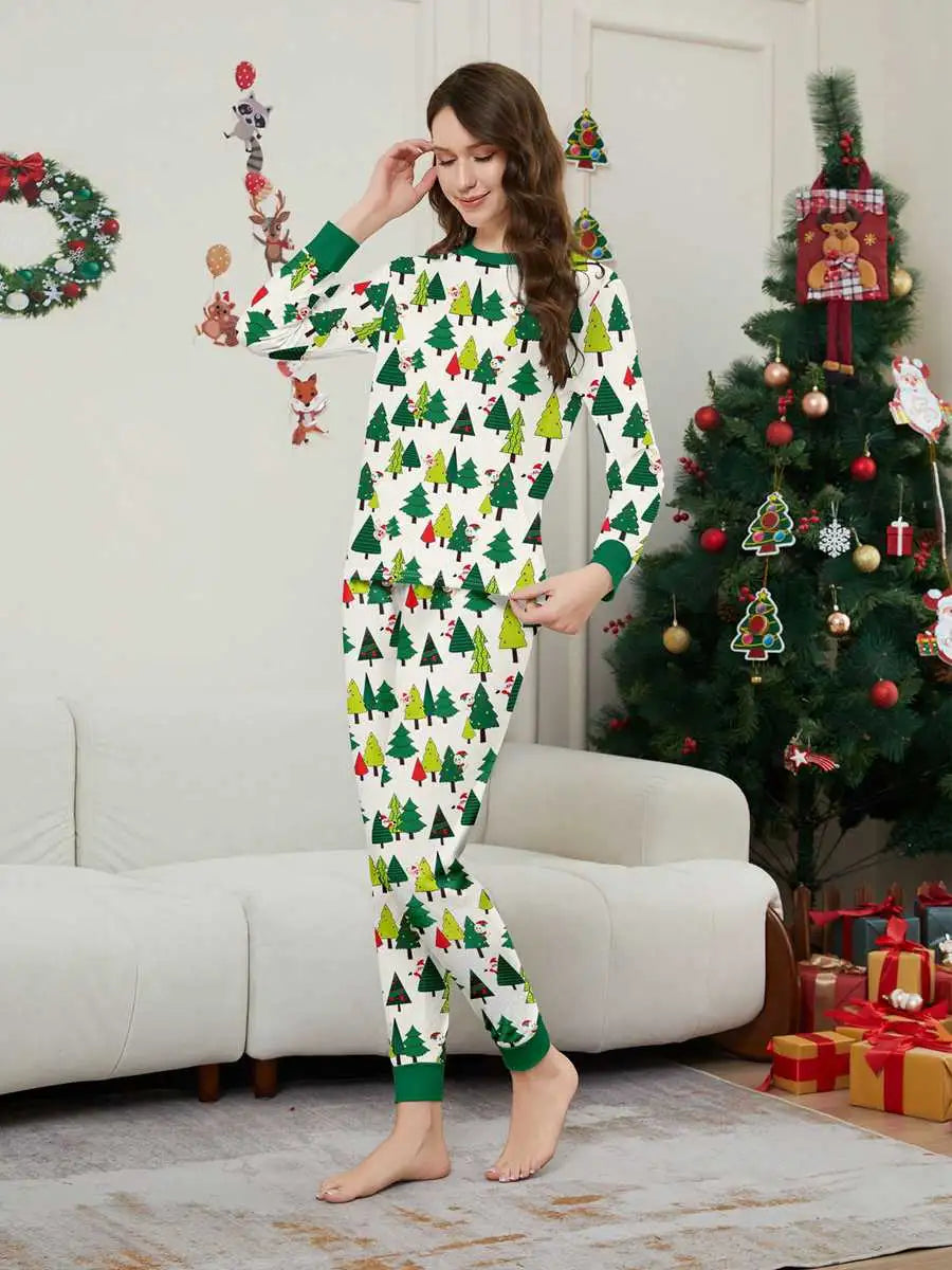 Christmas Tree Matching Family Christmas Pajamas Set - Cozy Holiday Pjs for Family Photos & Festive Gatherings