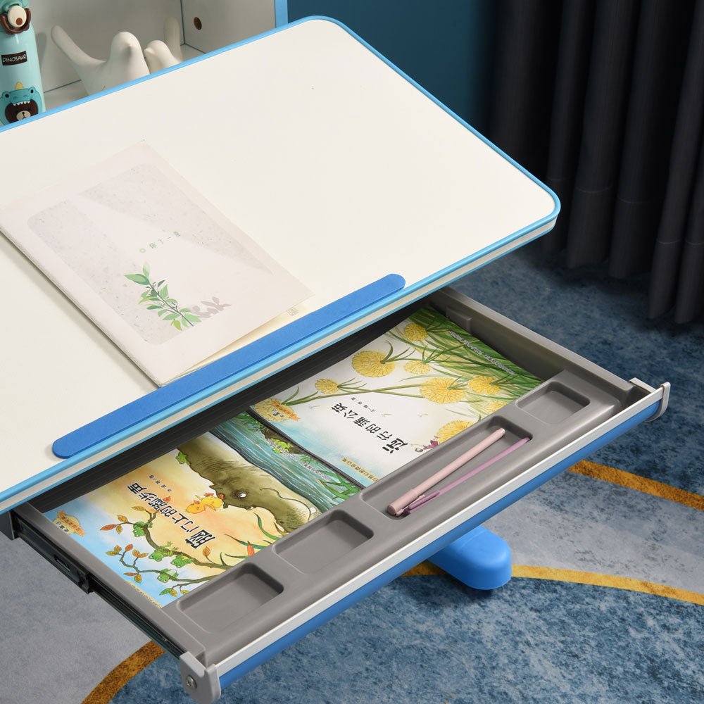 Adjustable Height Kids Study Desk - 120cm Ergonomic Children's Desk in Blue for Home & School Learning - Perfect for Homework, Reading & Online Classes