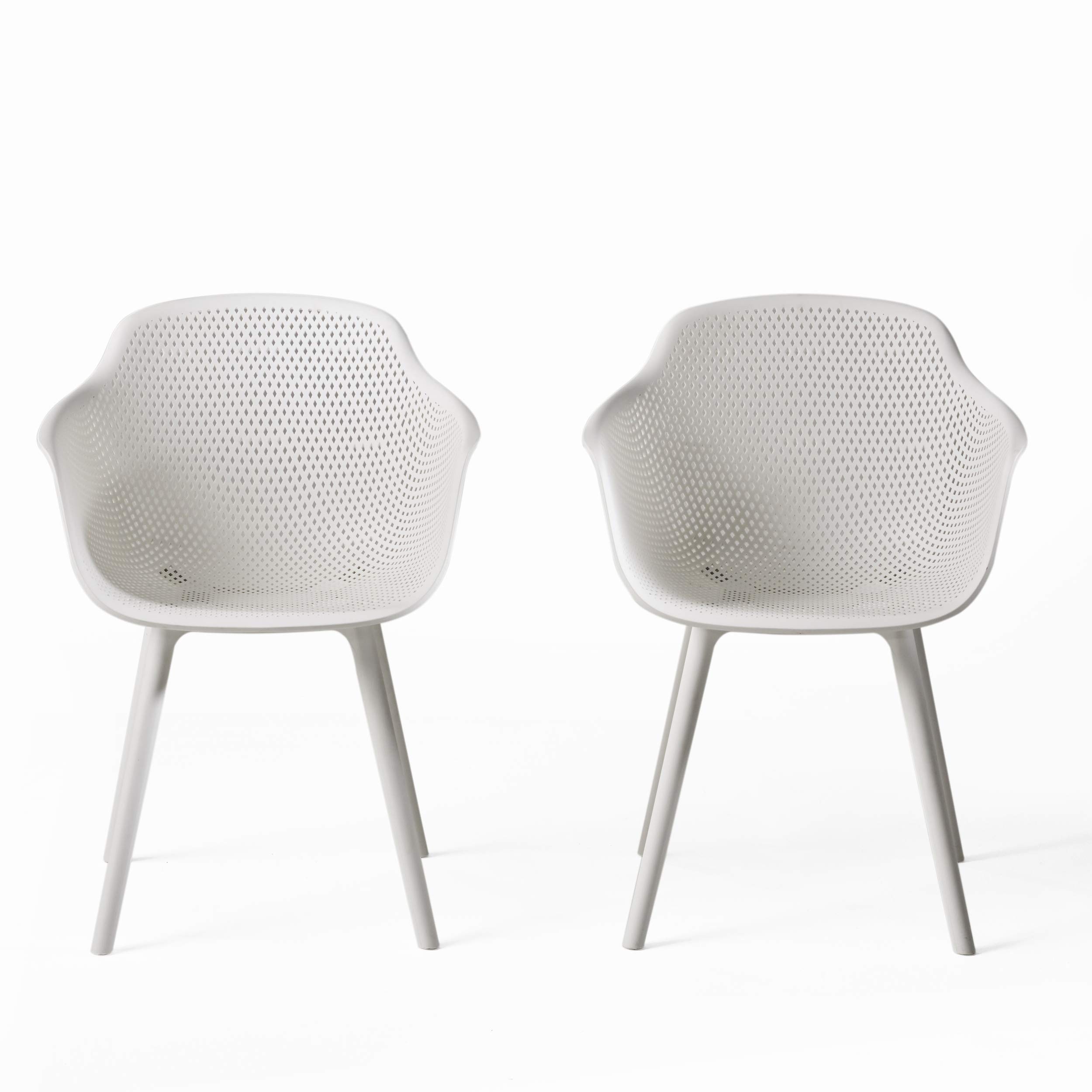 Christopher Knight Home Warren Outdoor Modern Dining Chairs (Set of 2) - White Weather-Resistant Patio Furniture for Garden, Poolside & Backyard Dining