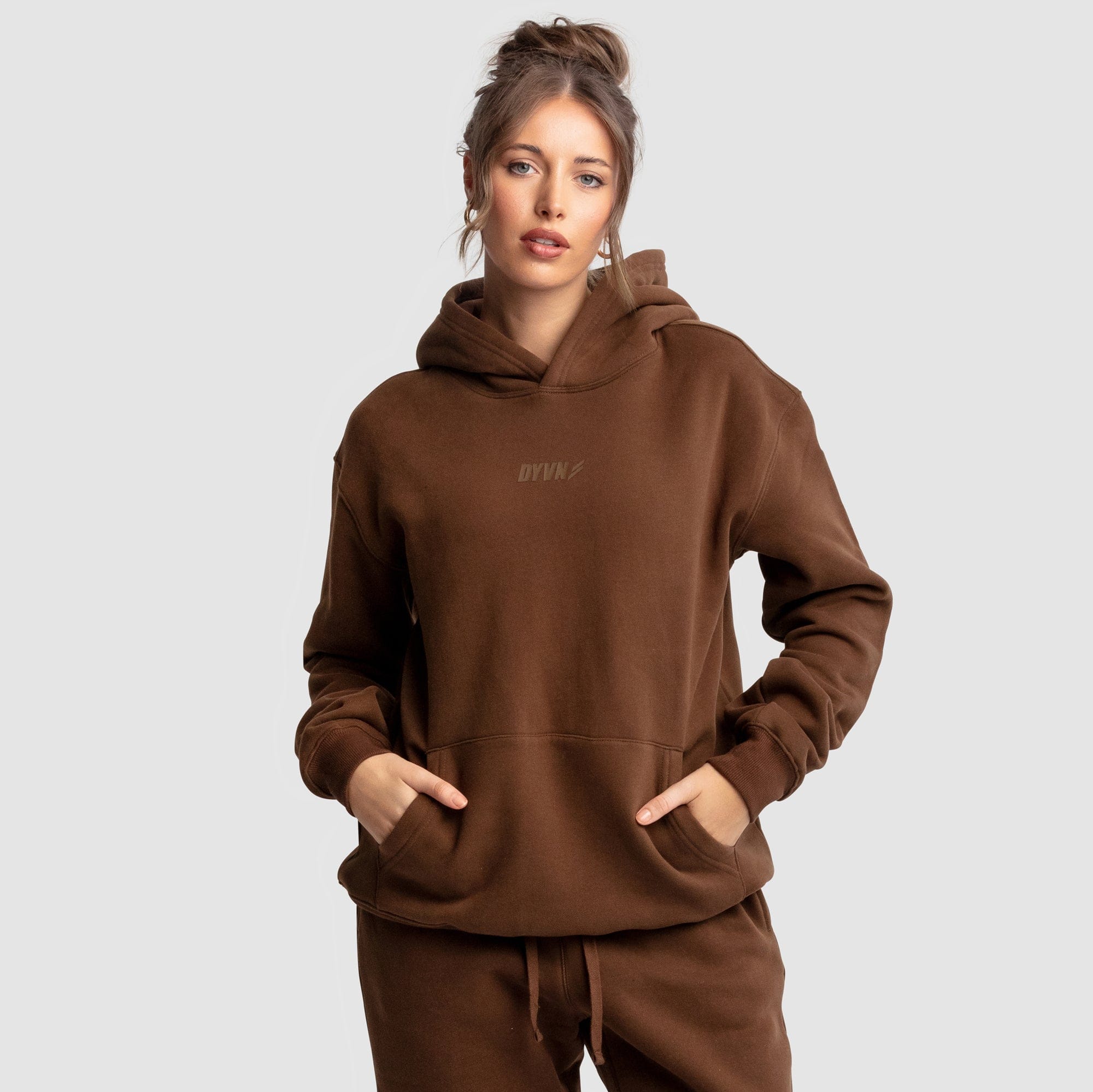 DYVN Women's Relaxed Fit Hoodie - Soft & Comfortable Pullover Sweatshirt for Casual Wear, Loungewear & Outdoor Activities - Chocolate Brown